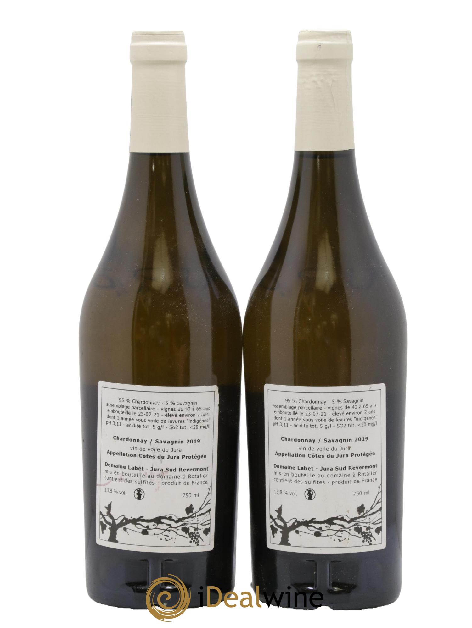 Côtes du Jura Vin de Voile Chardonnay-Savagnin Romain - Julien - Charline Labet 2019 - Lot of 2 bottles - 1