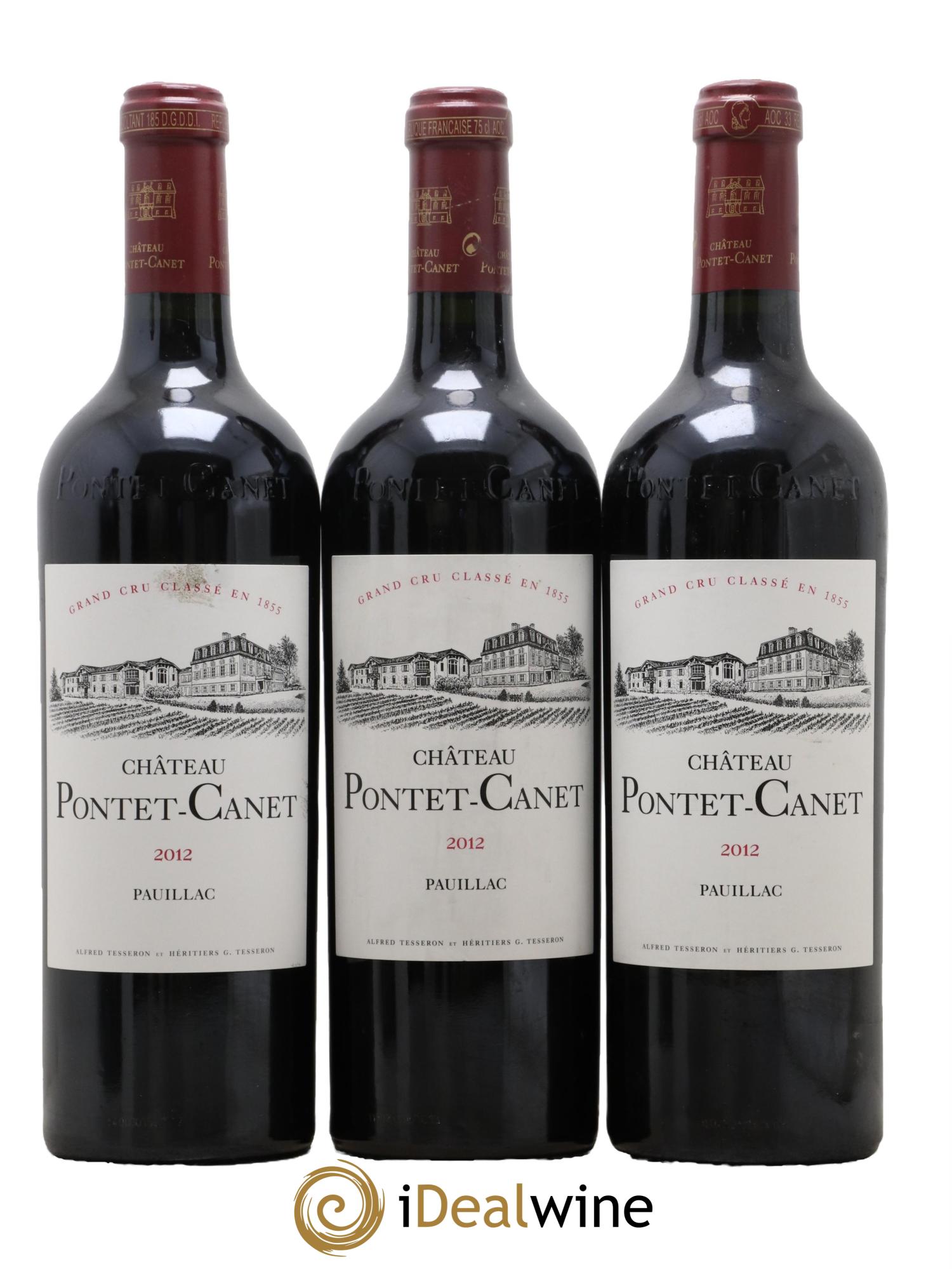 Château Pontet Canet 5ème Grand Cru Classé 2012 - Lot de 3 bouteilles - 0