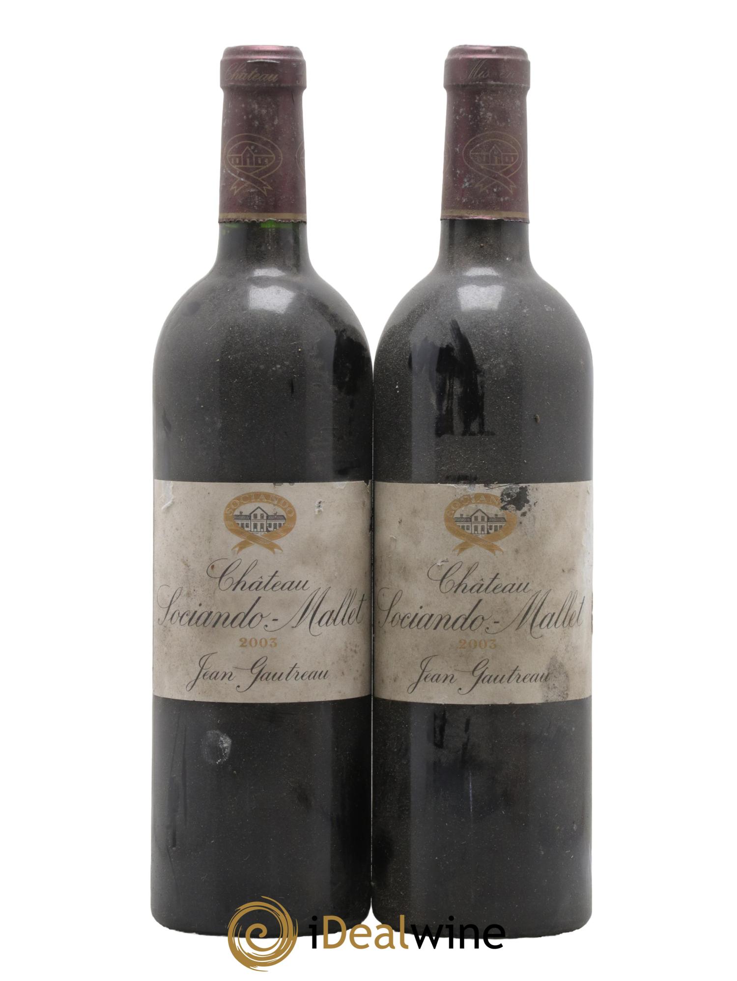 Château Sociando Mallet 2003 - Lotto di 2 bottiglie - 0