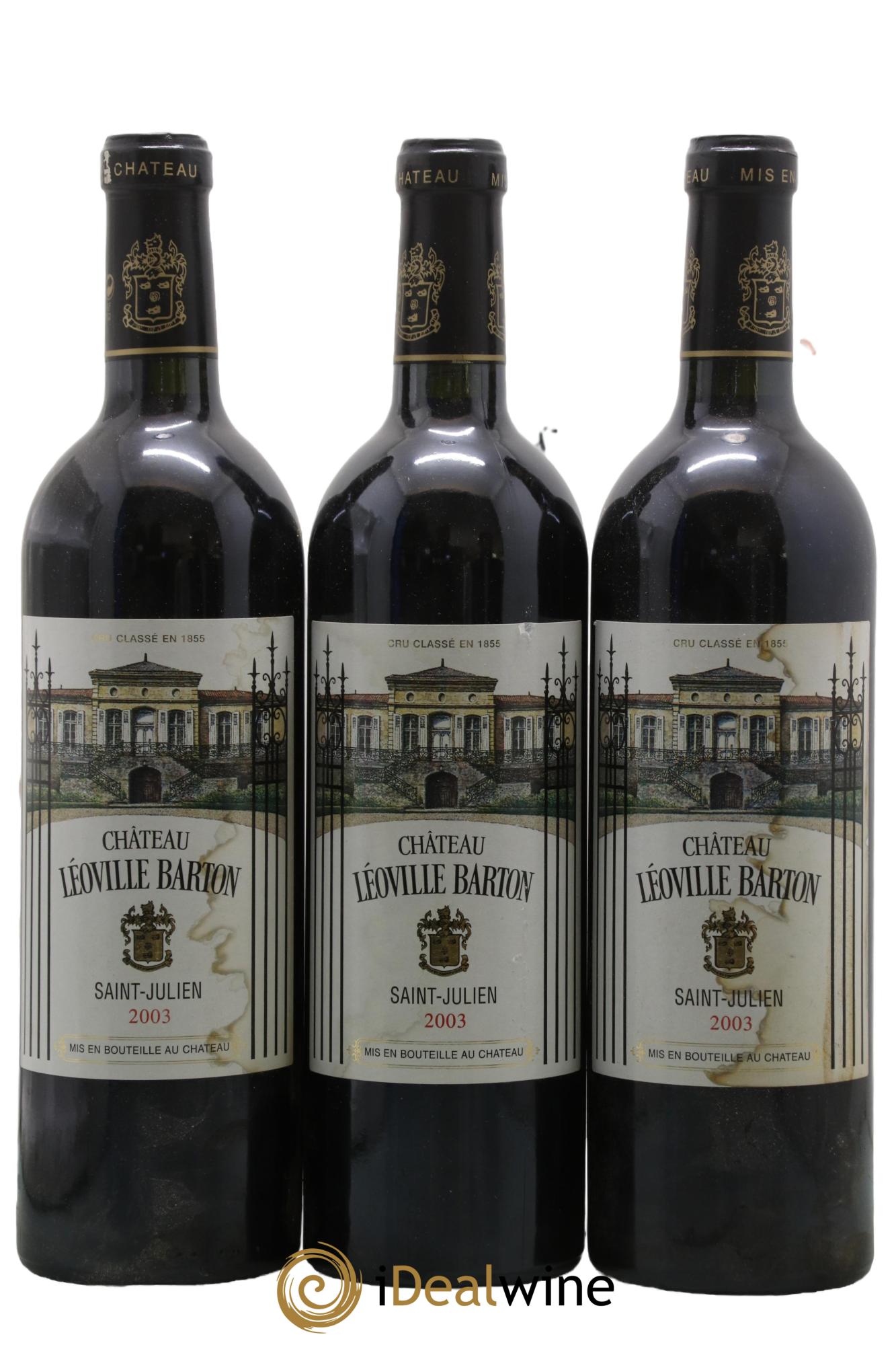 Château Léoville Barton 2ème Grand Cru Classé 2003 - Lotto di 3 bottiglie - 0