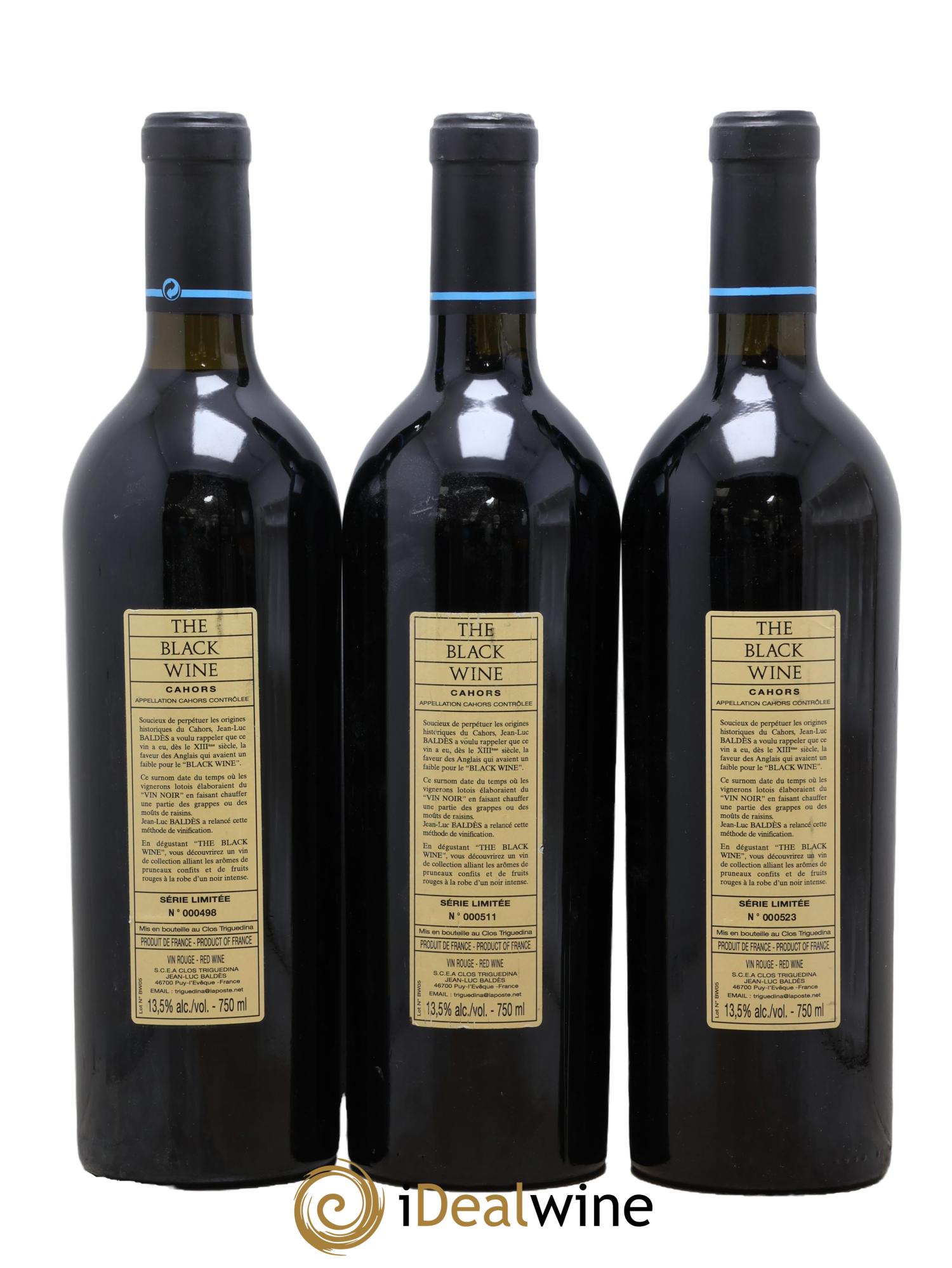Cahors Clos Triguedina New Black Wine Jean-Luc Baldès 2005 - Posten von 3 Flaschen - 1