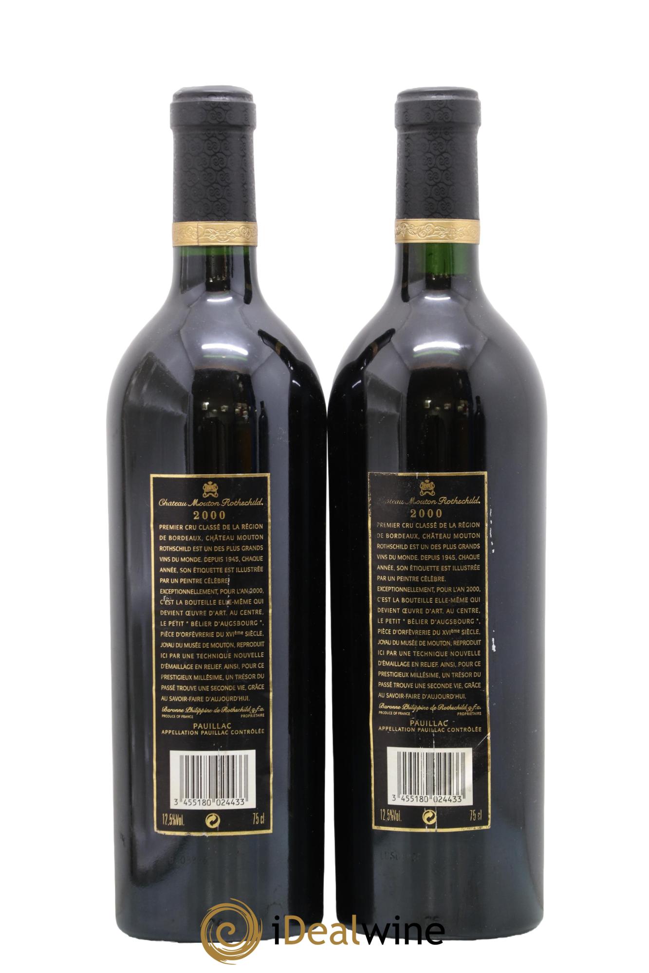 Château Mouton Rothschild 1er Grand Cru Classé 2000 - Lot de 2 bouteilles - 1