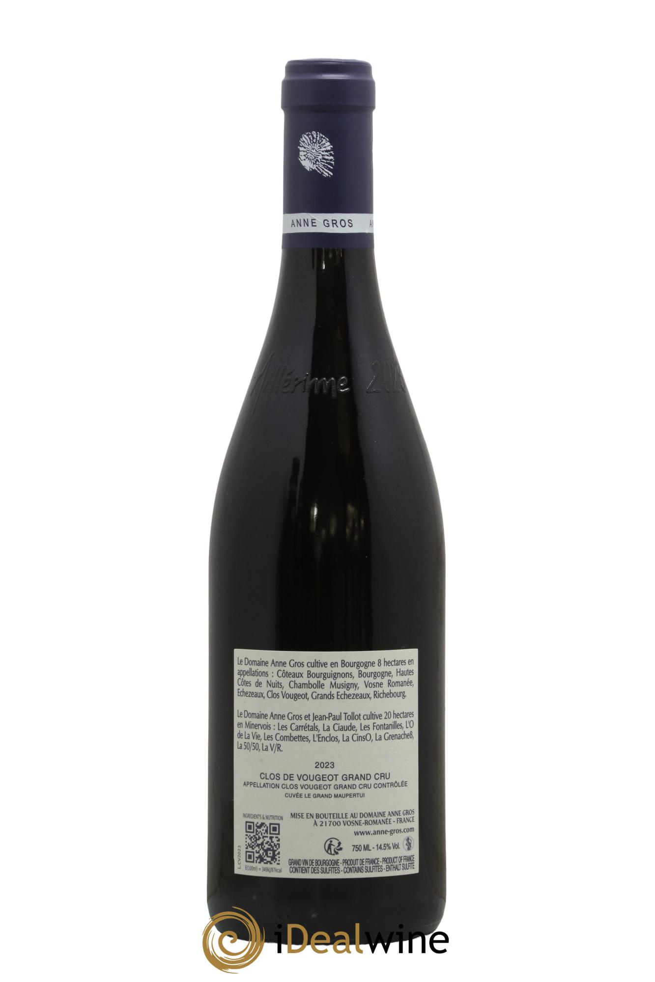 Clos de Vougeot Grand Cru Le Grand Maupertui Anne Gros 2023 - Lot of 1 bottle - 1
