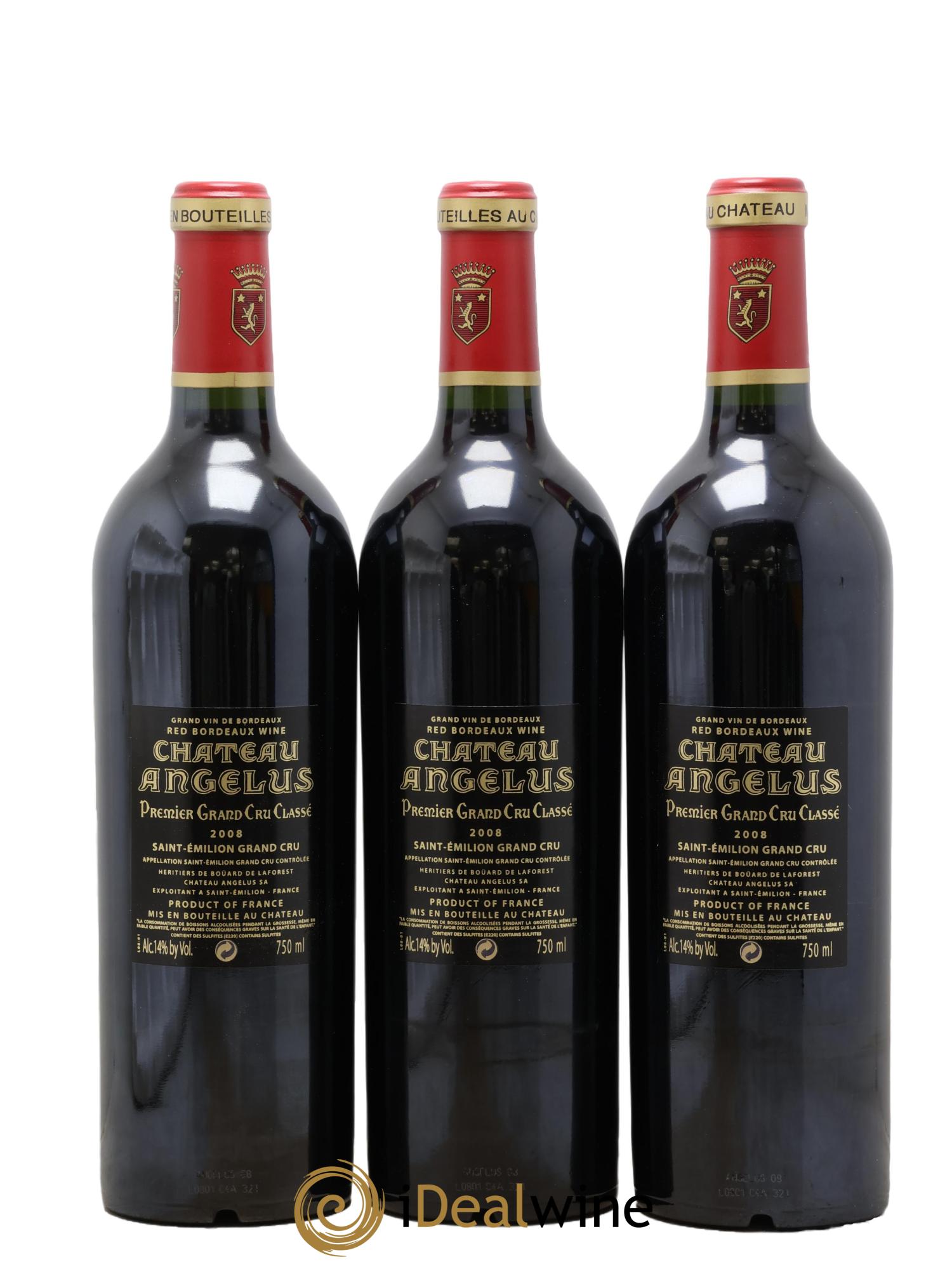 Château Angélus 1er Grand Cru Classé A 2008 - Lot of 3 bottles - 1