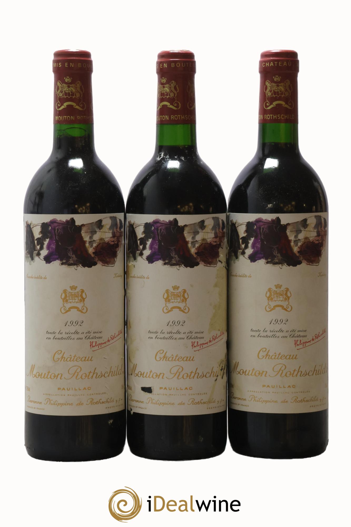 Château Mouton Rothschild 1er Grand Cru Classé 1992 - Lot of 3 bottles - 0