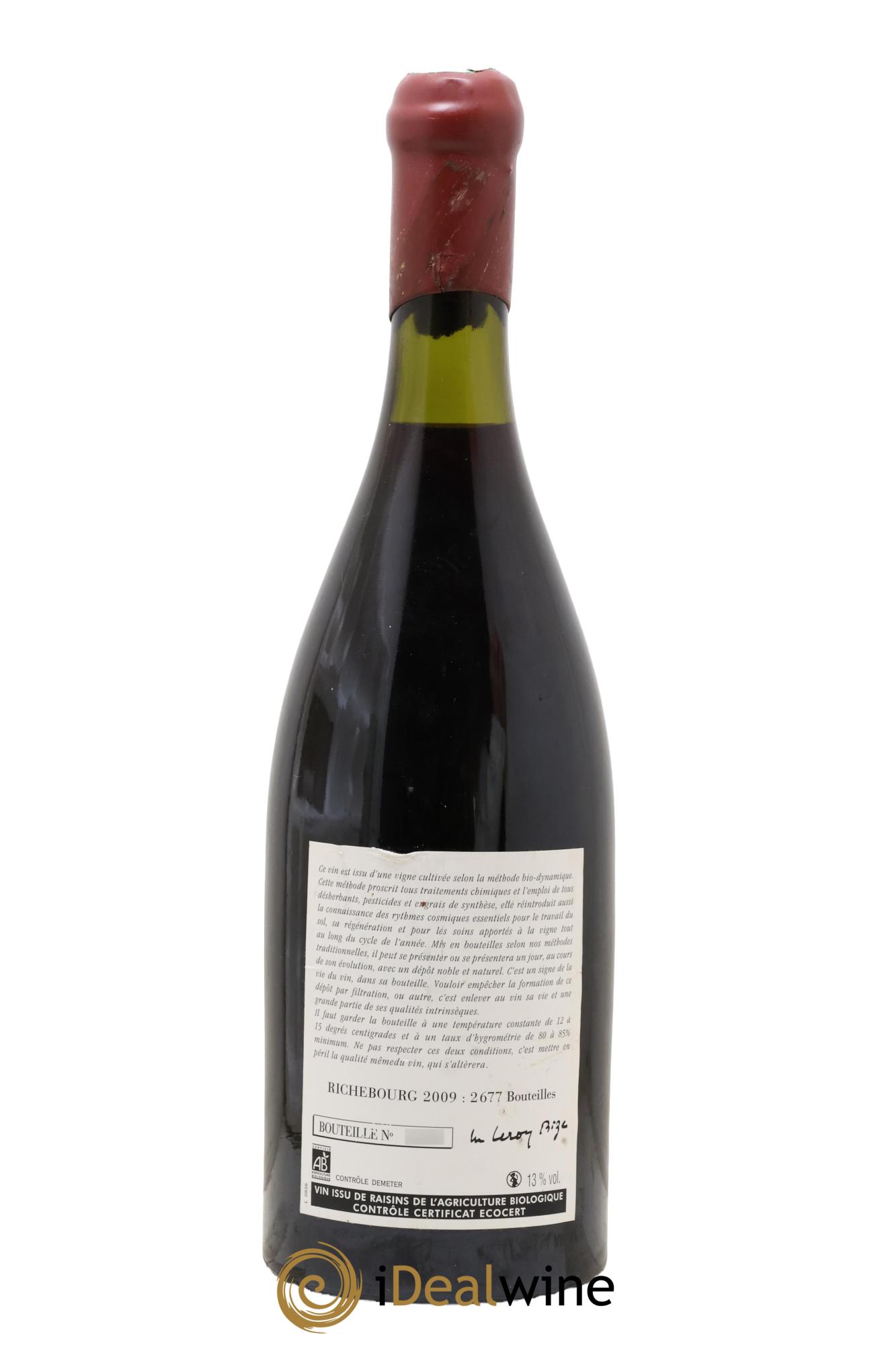 Richebourg Grand Cru Leroy (Domaine) 2009 - Lot of 1 bottle - 1
