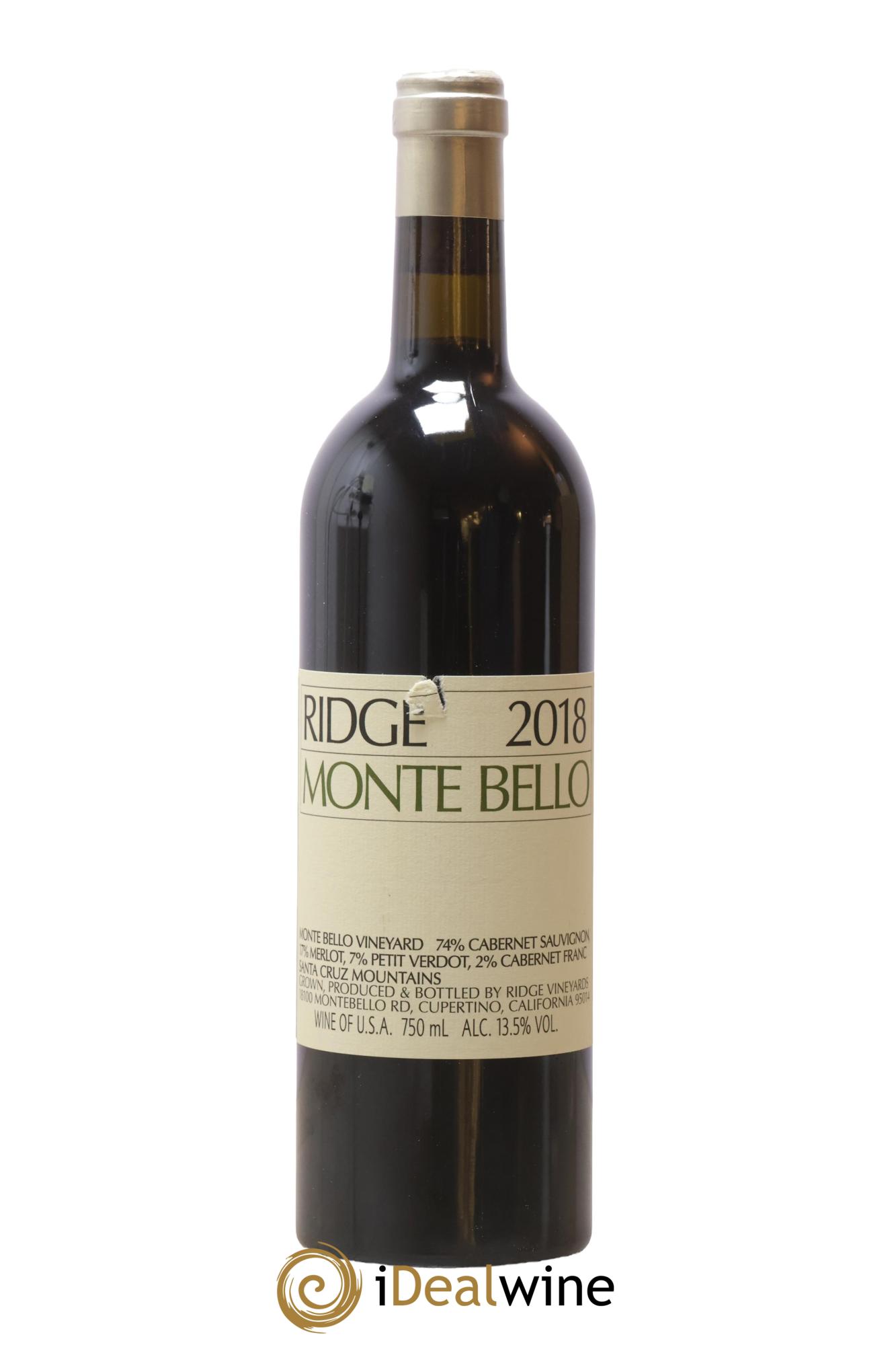 Santa Cruz Mountains Monte Bello Ridge Vineyards 2018 - Lot of 1 bottle - 0