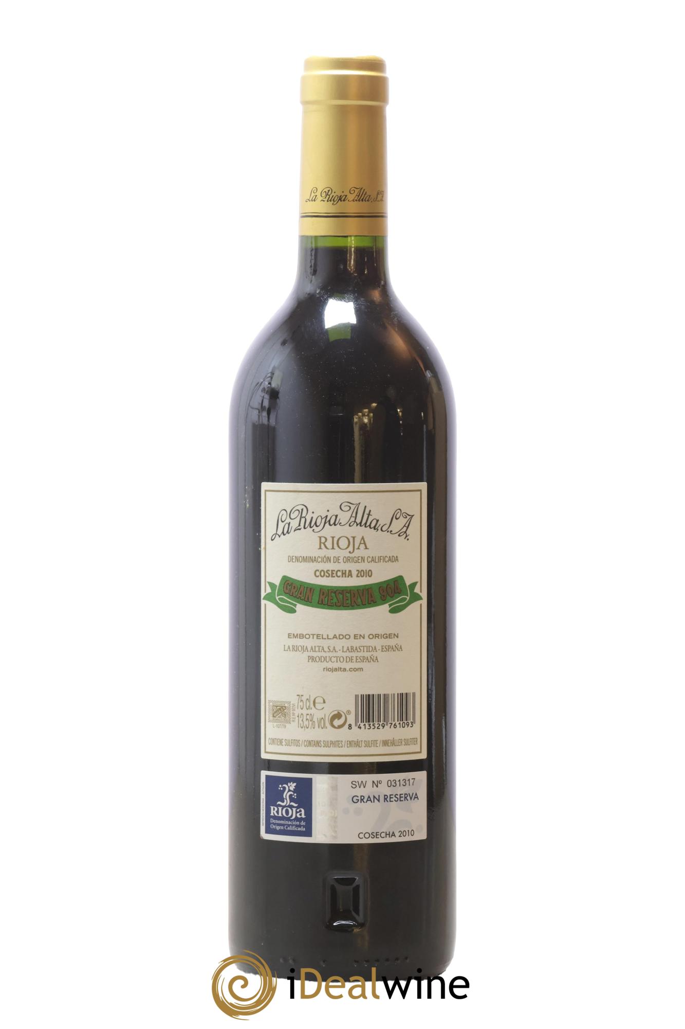 Rioja DOCa Gran Reserva 904 La Rioja Alta 2010 - Posten von 1 Flasche - 1