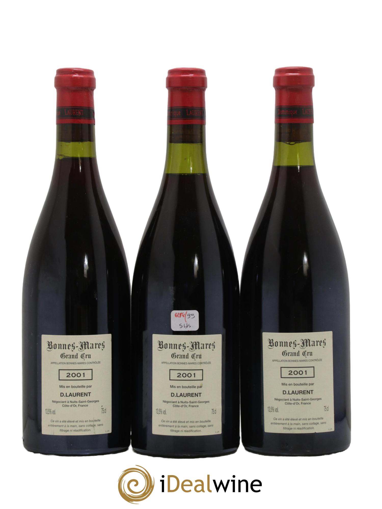 Bonnes-Mares Grand Cru Grande Cuvée Vieilles Vignes Dominique Laurent 2001 - Lotto di 3 bottiglie - 1