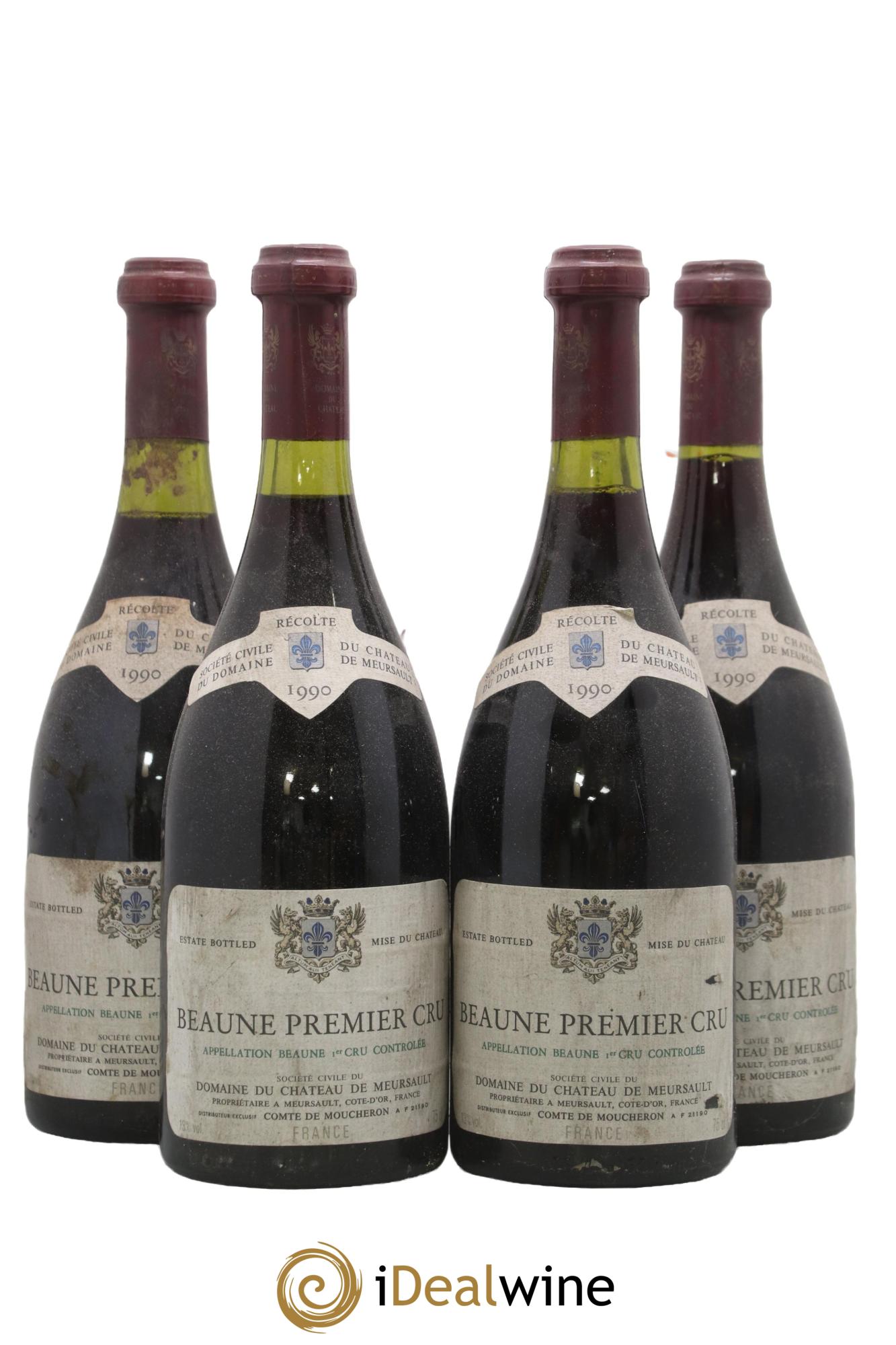 Beaune 1er Cru Château de Meursault Comte de Moucheron 1990 - Lot de 4 bouteilles - 0