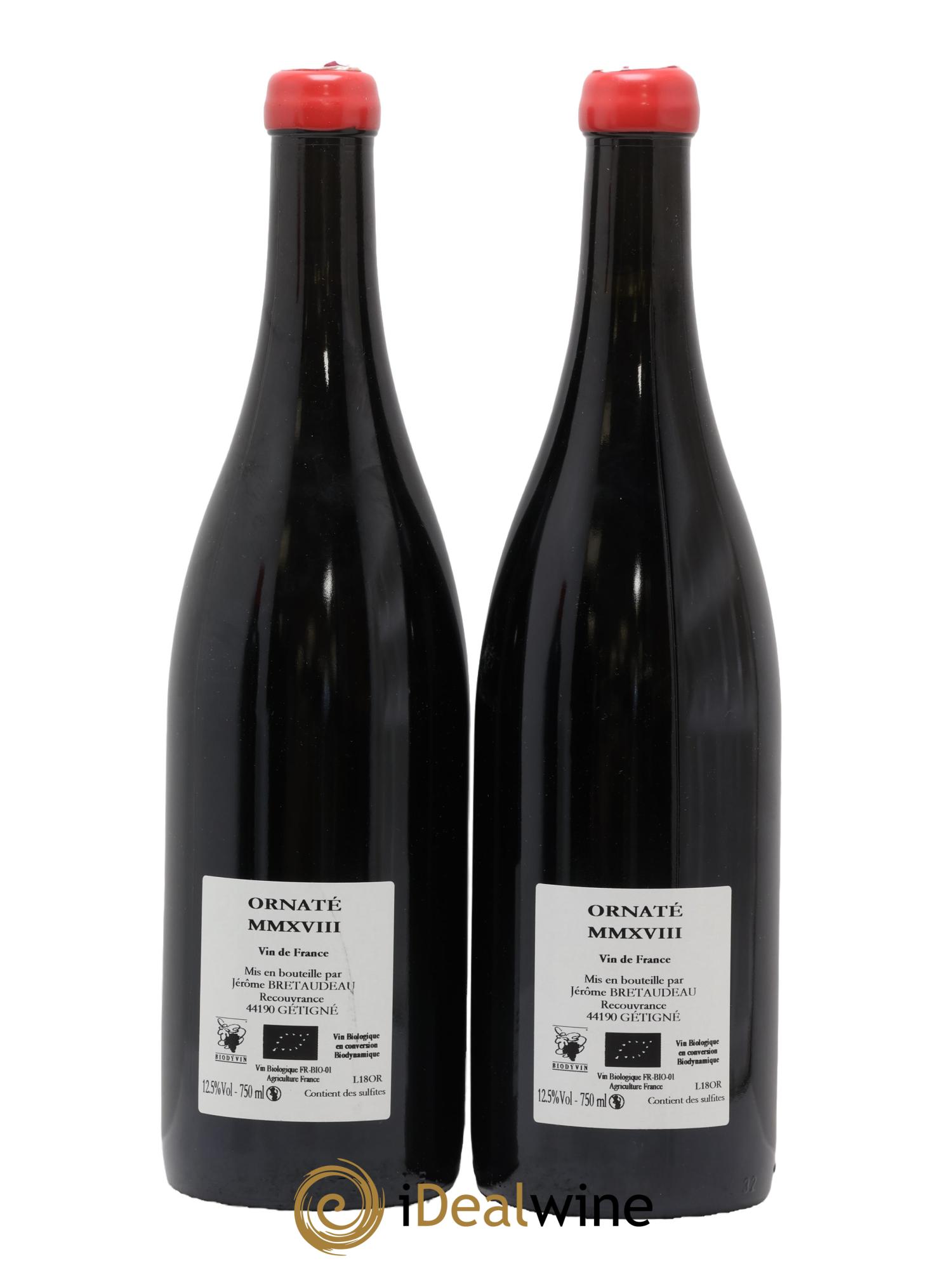 Vin de France Merlot Ornaté Jérôme Bretaudeau - Domaine de Bellevue 2018 - Lot of 2 bottles - 1