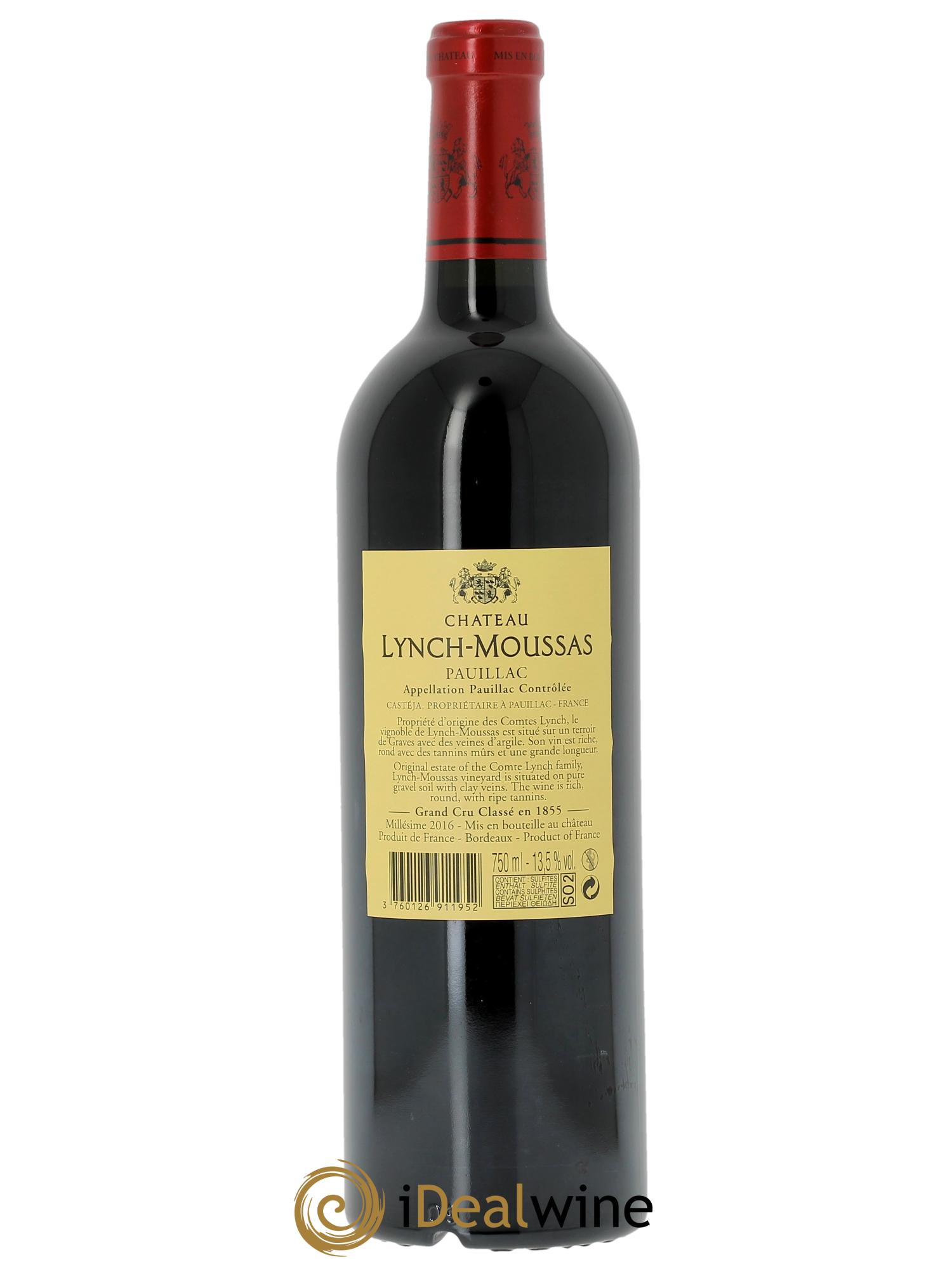 Château Lynch Moussas 5ème Grand Cru Classé 2016 - Lot de 1 bouteille - 1