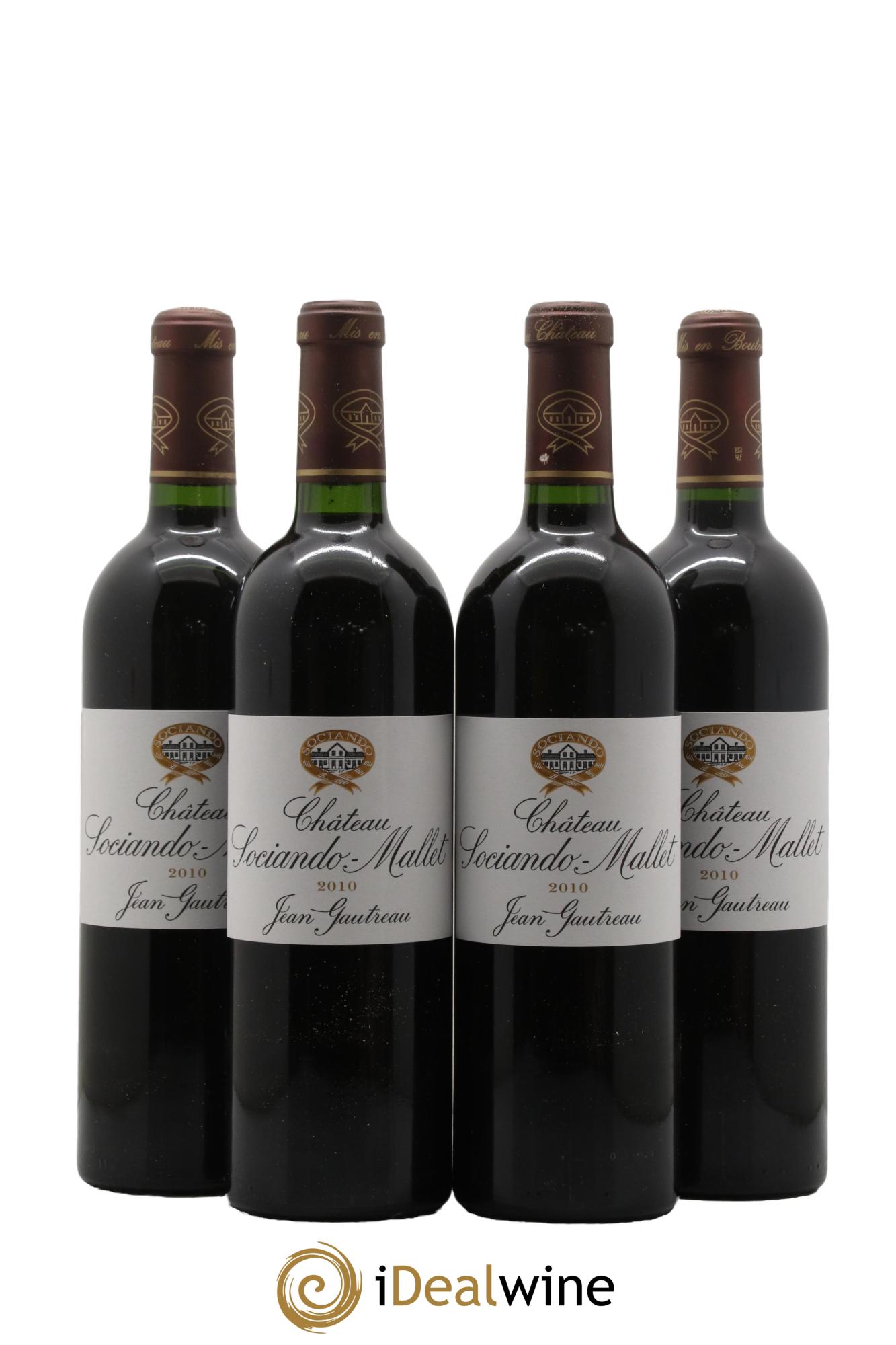 Château Sociando Mallet 2010 - Lotto di 4 bottiglie - 0