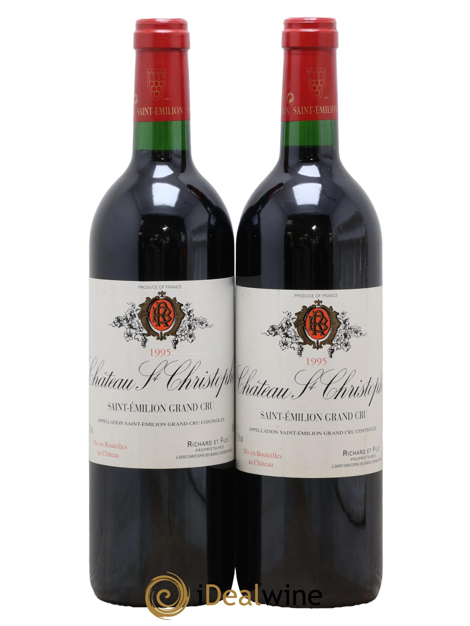 Saint-Émilion Grand Cru Château Saint Christophe 1995 - Posten von 2 Flaschen - 0