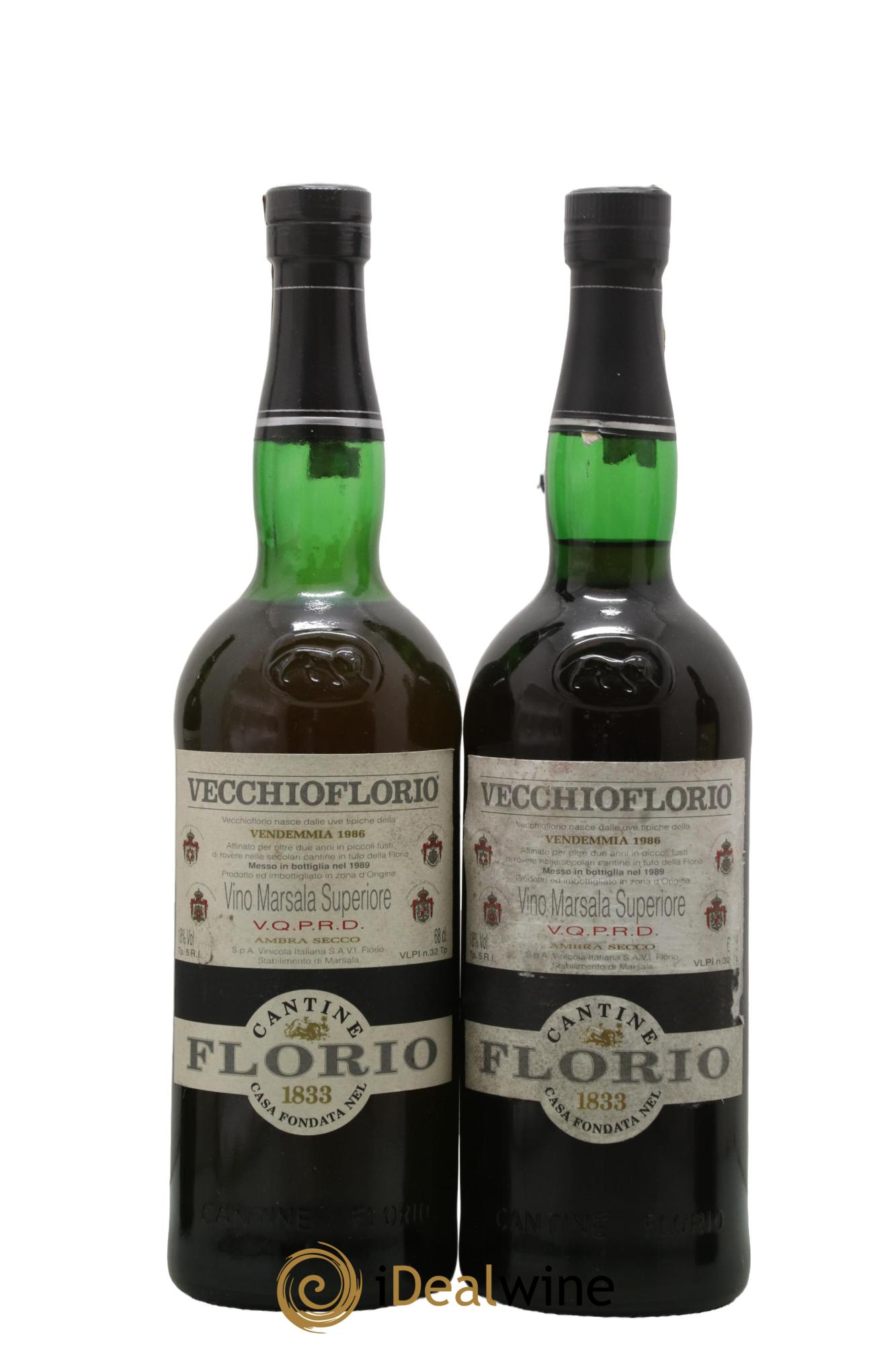 Italie Ambré Florio Marsala Superiore 1986 - Lot de 2 bouteilles - 0