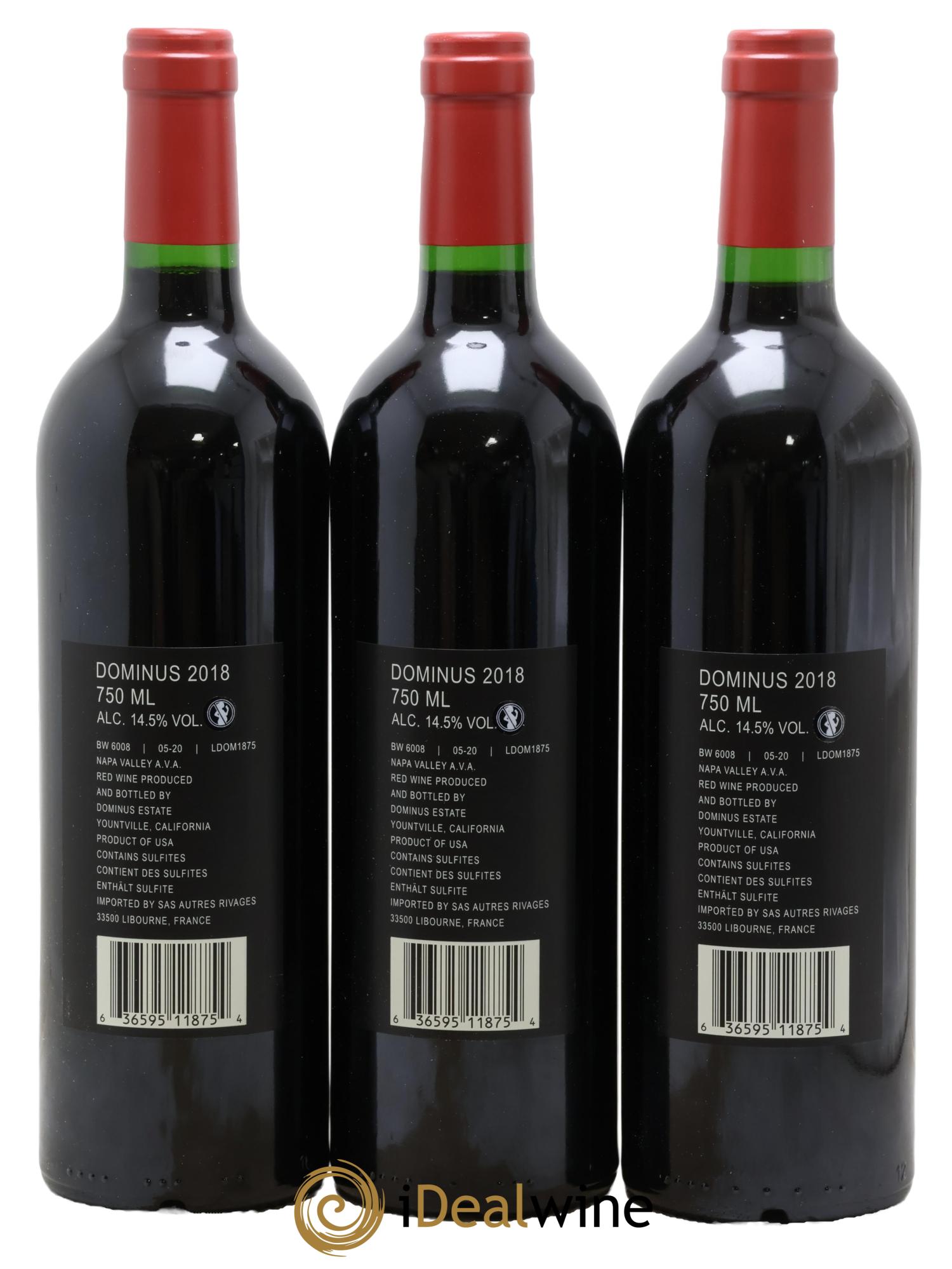 Napa Valley Dominus Christian Moueix 2018 - Lot of 3 bottles - 1