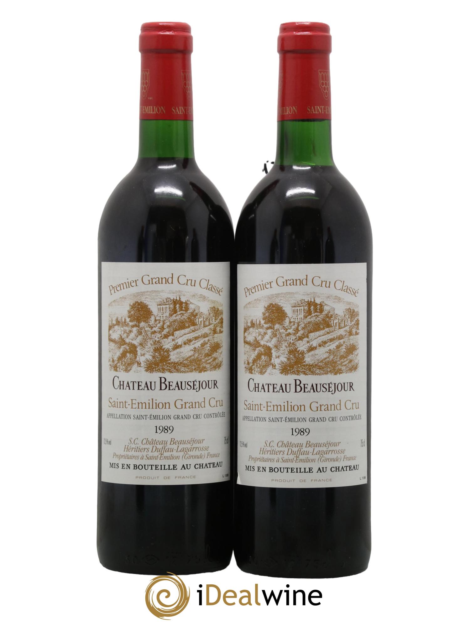 Château Beauséjour (Duffau-Lagarrosse) 1er Grand Cru Classé B 1989 - Lot de 2 bouteilles - 0