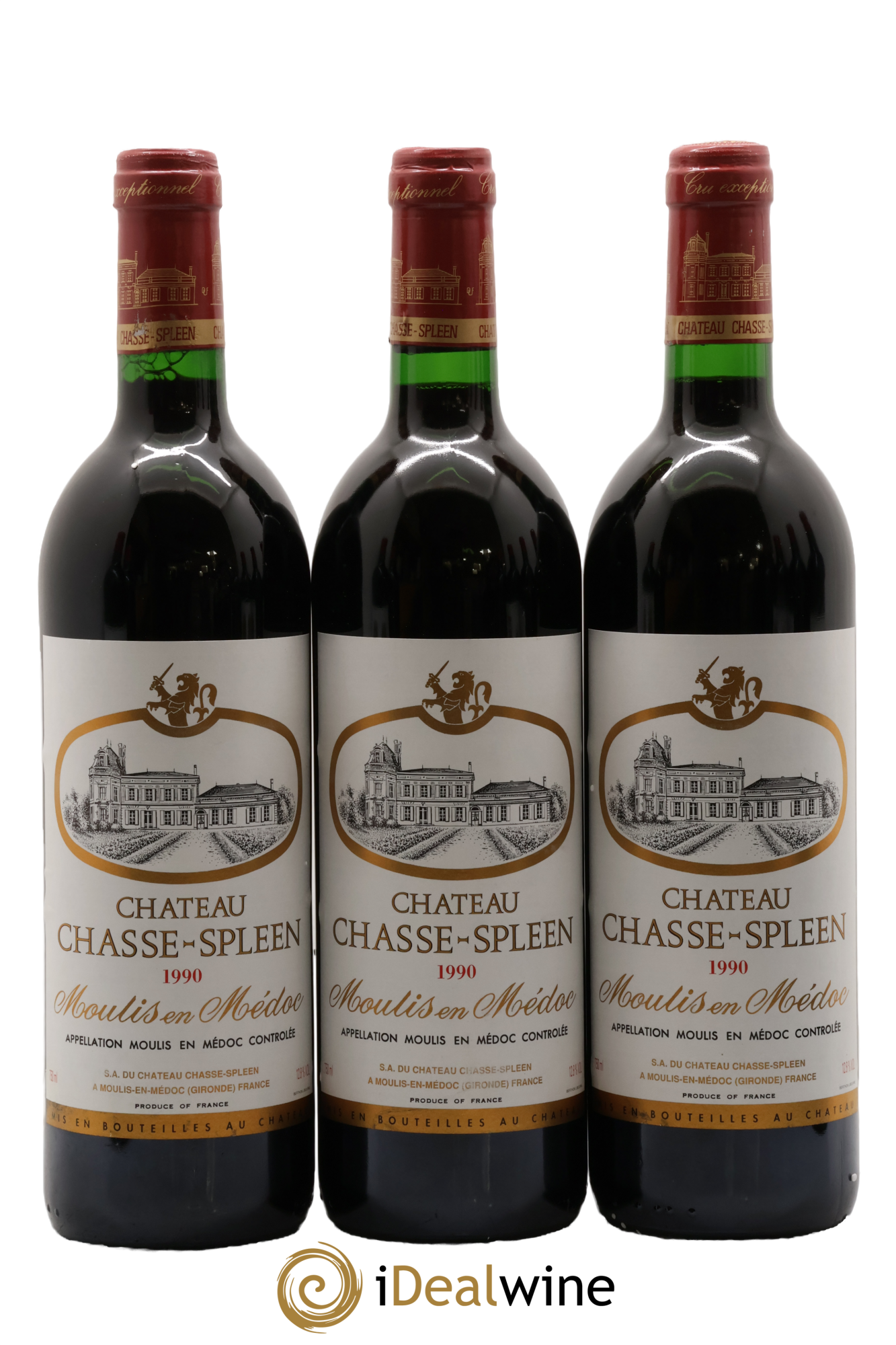 Château Chasse Spleen 1990 - Lot of 3 bottles - 0
