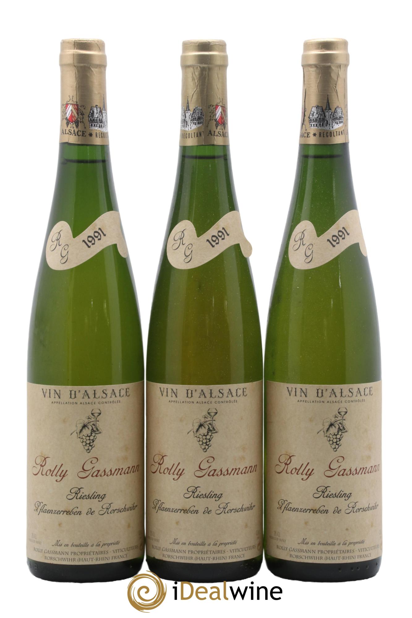 Alsace Riesling Plaenzerreben de Rorschwihr Rolly-Gassmann 1991 - Lotto di 3 bottiglie - 0