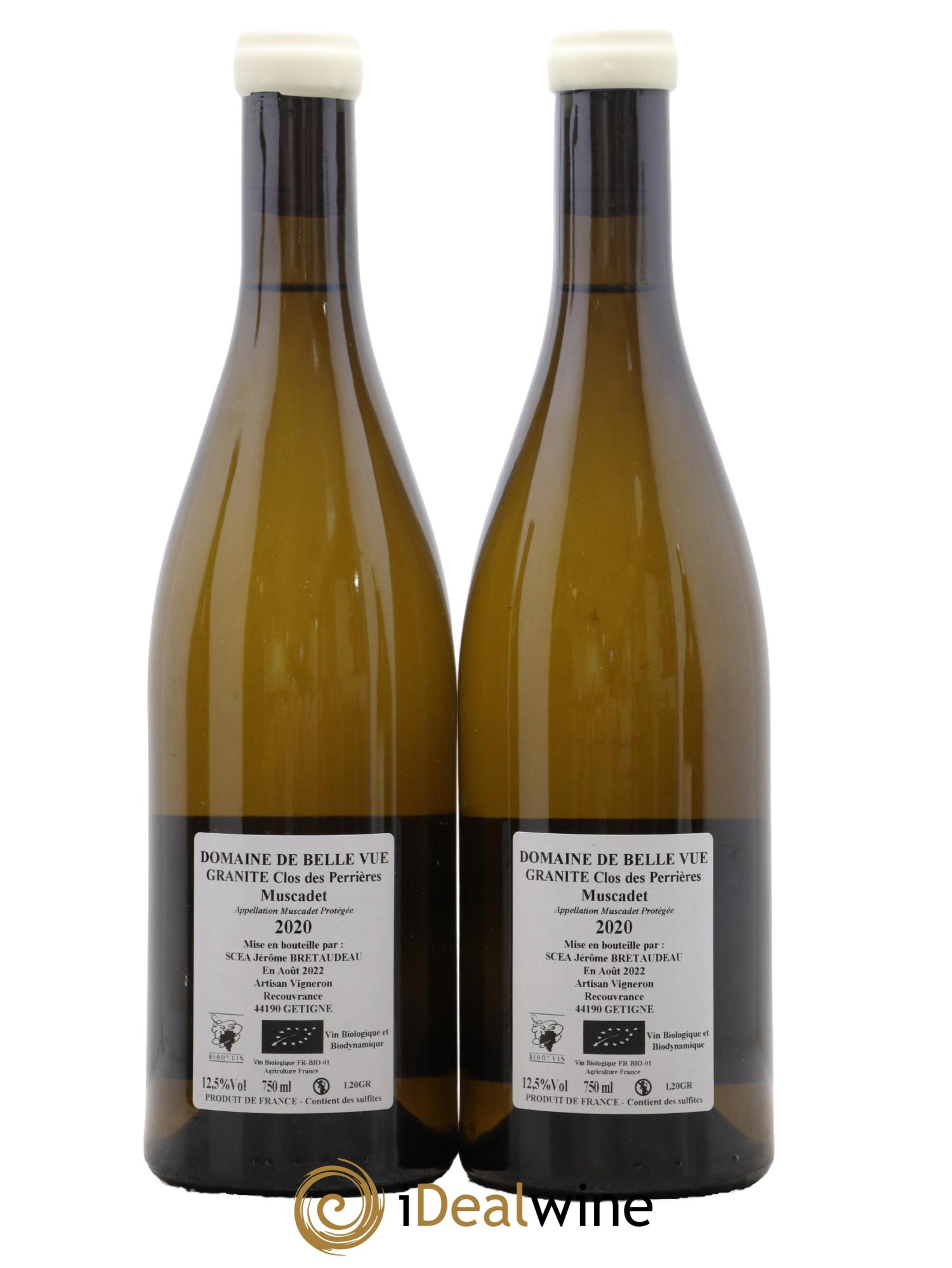 Muscadet-Sèvre-et-Maine Granite Clos des Perrières Jérôme Bretaudeau - Domaine de Bellevue 2020 - Lot de 2 bouteilles - 1