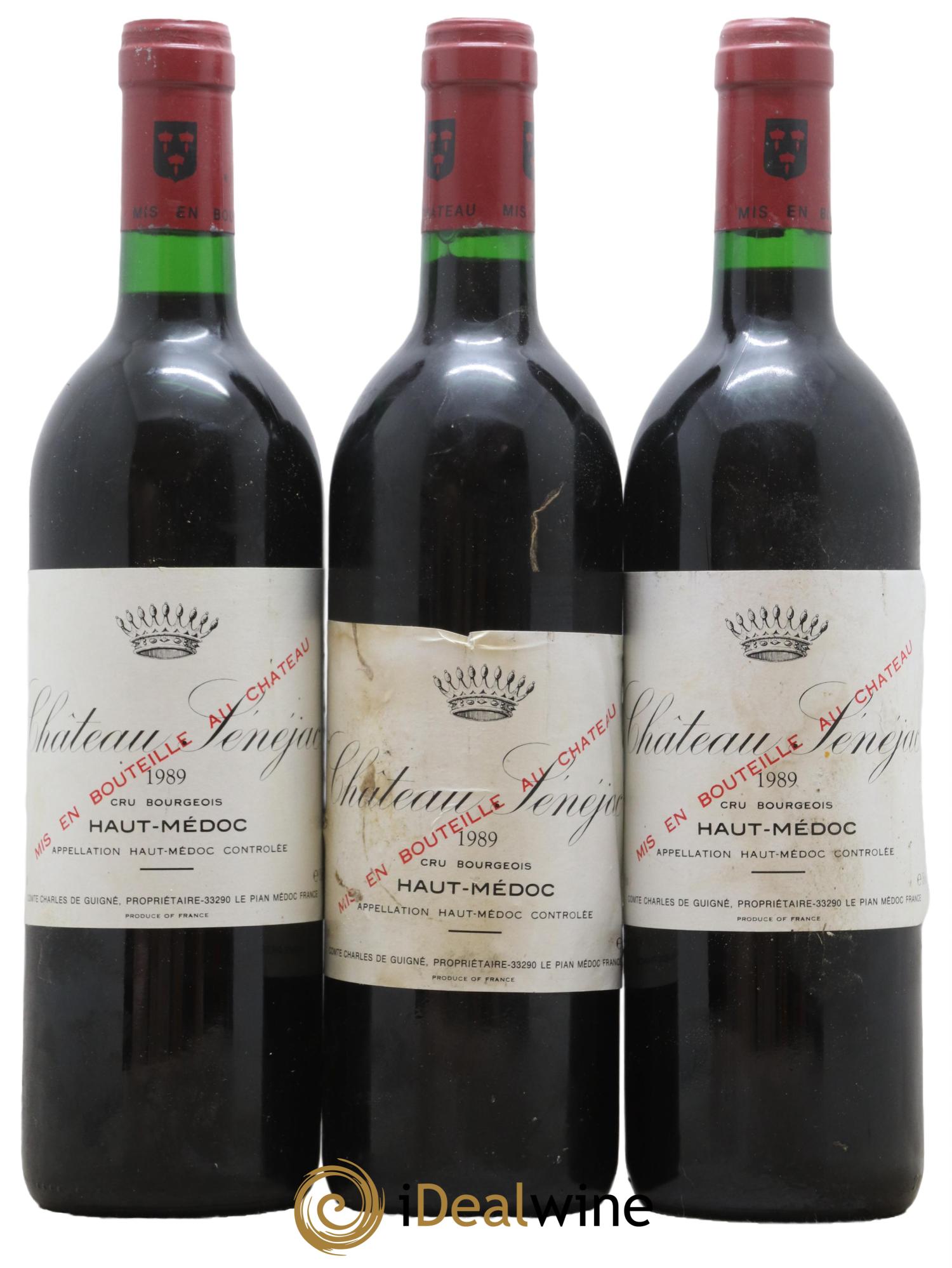 Château Sénejac Cru Bourgeois 1989 - Lot de 3 bouteilles - 0