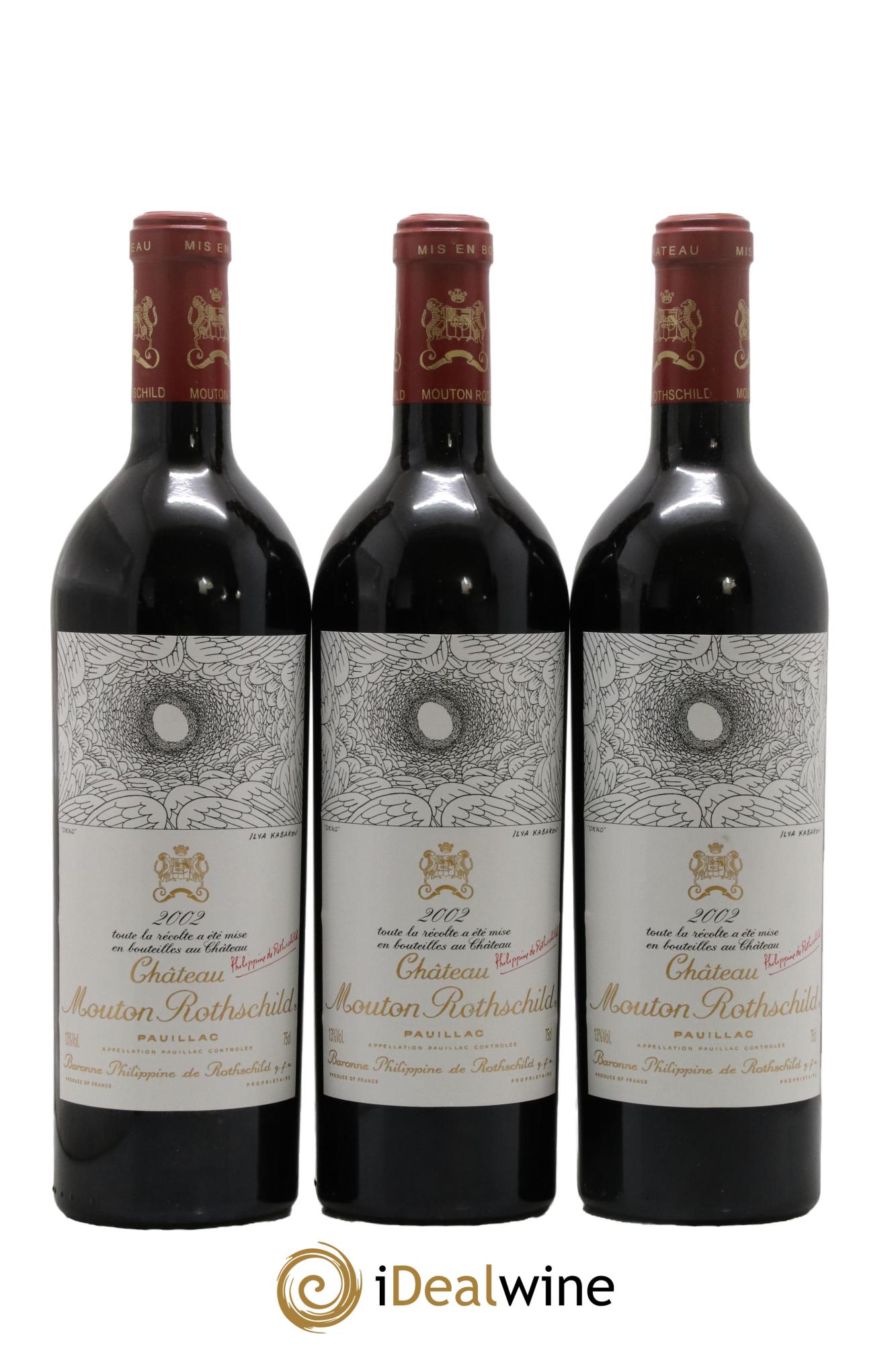 Château Mouton Rothschild 1er Grand Cru Classé 2002 - Lot of 3 bottles - 0