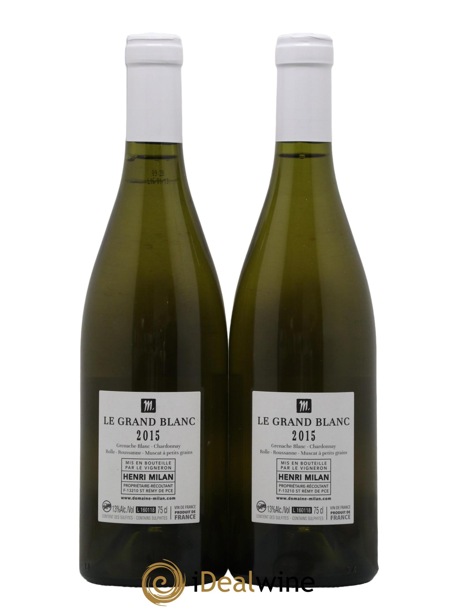 Vin de France Le Grand Blanc Henri Milan 2015 - Lot de 2 bouteilles - 1