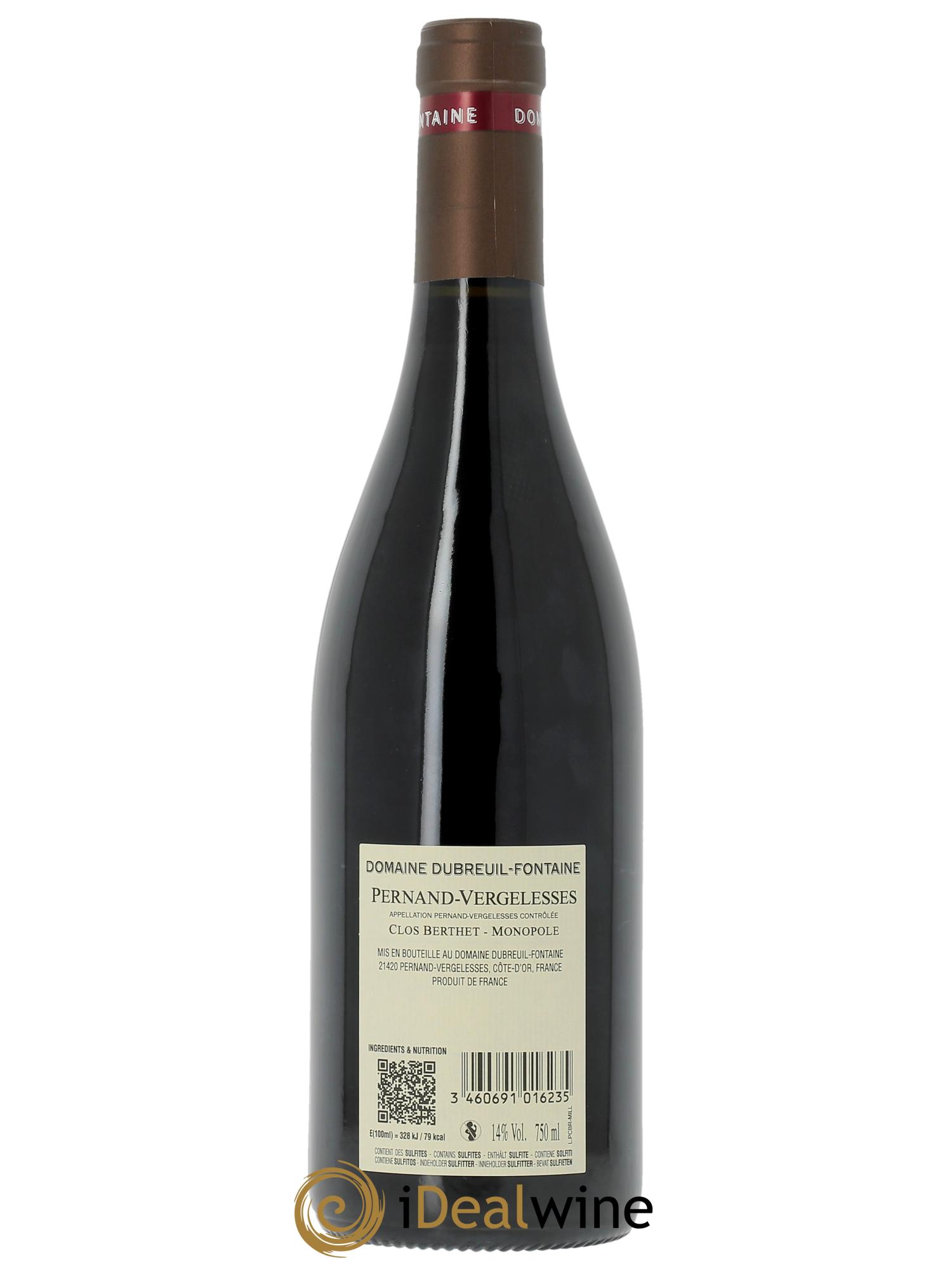 Pernand-Vergelesses Clos Berthet Monopole Domaine Dubreuil Fontaine  2023 - Lot de 1 bouteille - 1
