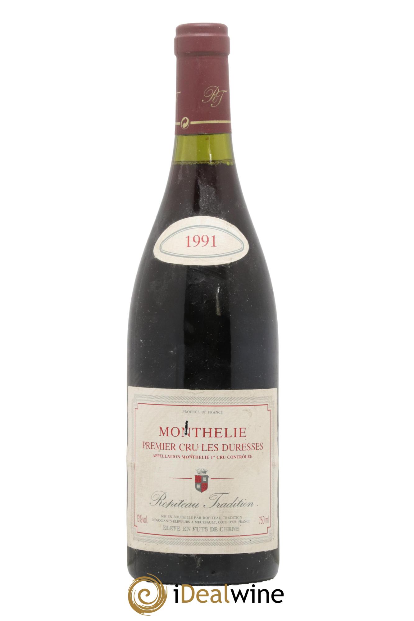 Monthélie 1er Cru Les Duresses Domaine Ropiteau 1991 - Lot de 1 bouteille - 0