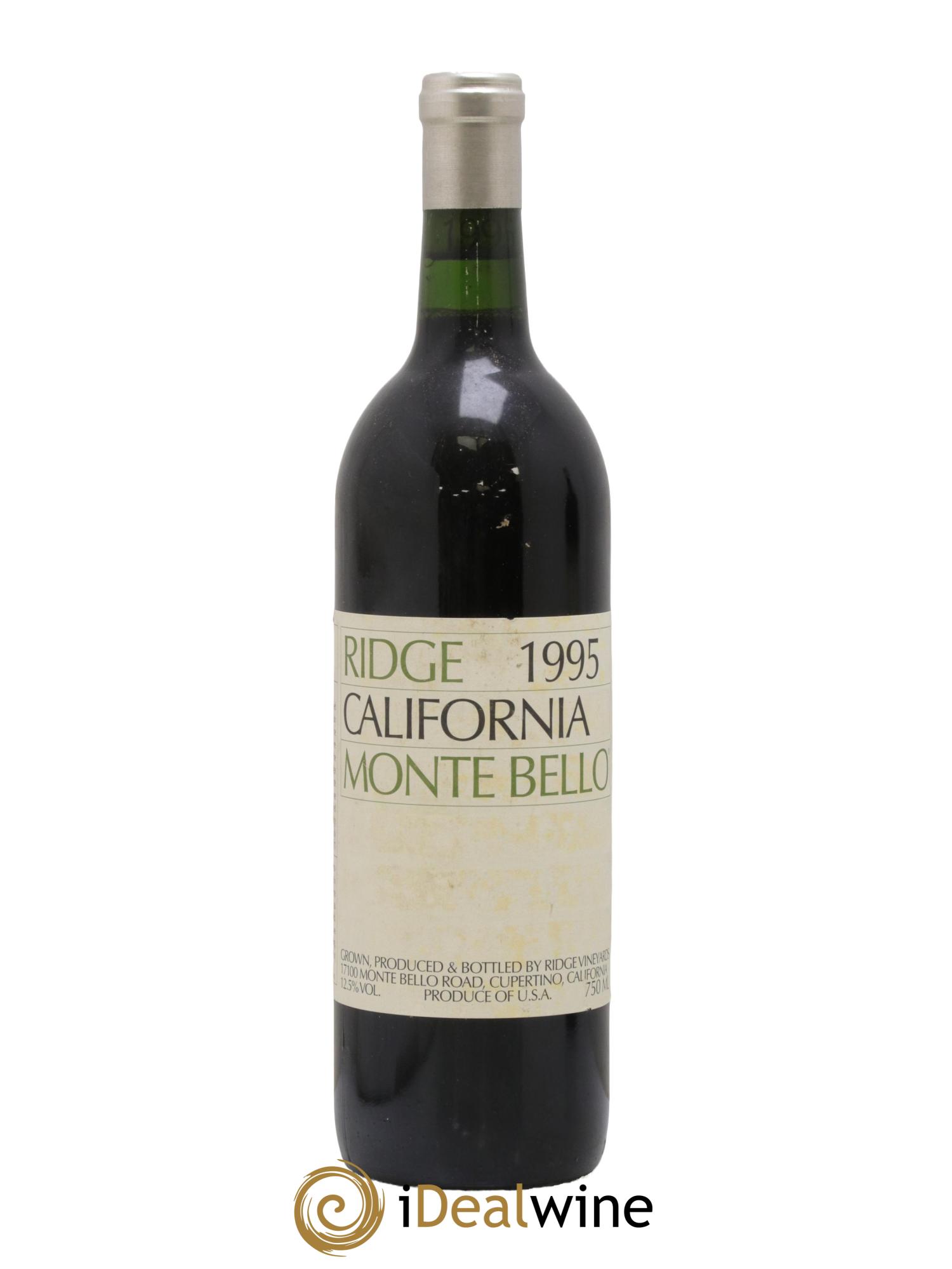 Santa Cruz Mountains Monte Bello Ridge Vineyards 1995 - Lot de 1 bouteille - 0