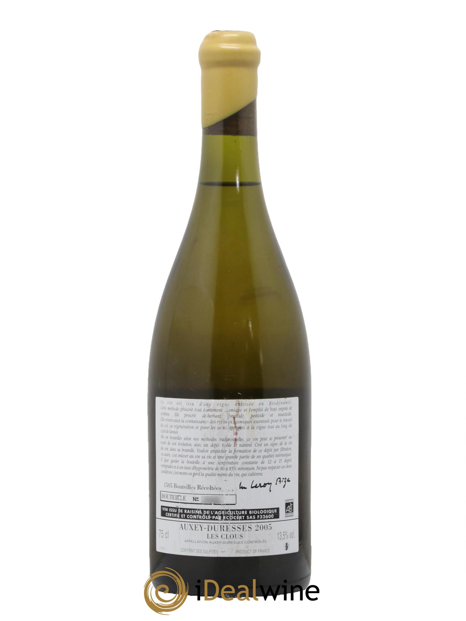 Auxey-Duresses Les Clous d'Auvenay (Domaine) 2005 - Lot de 1 bouteille - 1