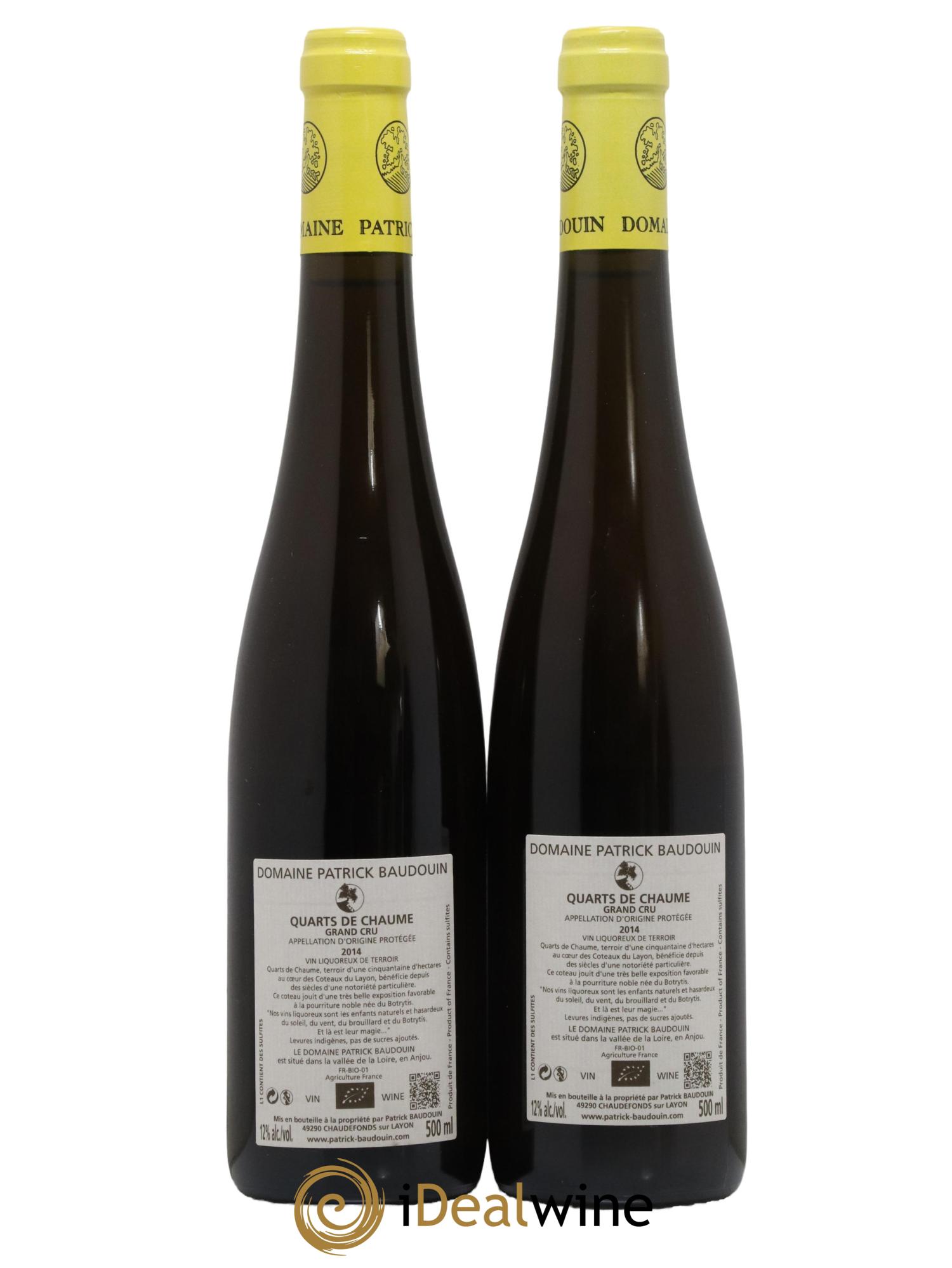 Quarts de Chaume Zersilles Patrick Baudouin 2014 - Lot de 2 format 50cls - 1