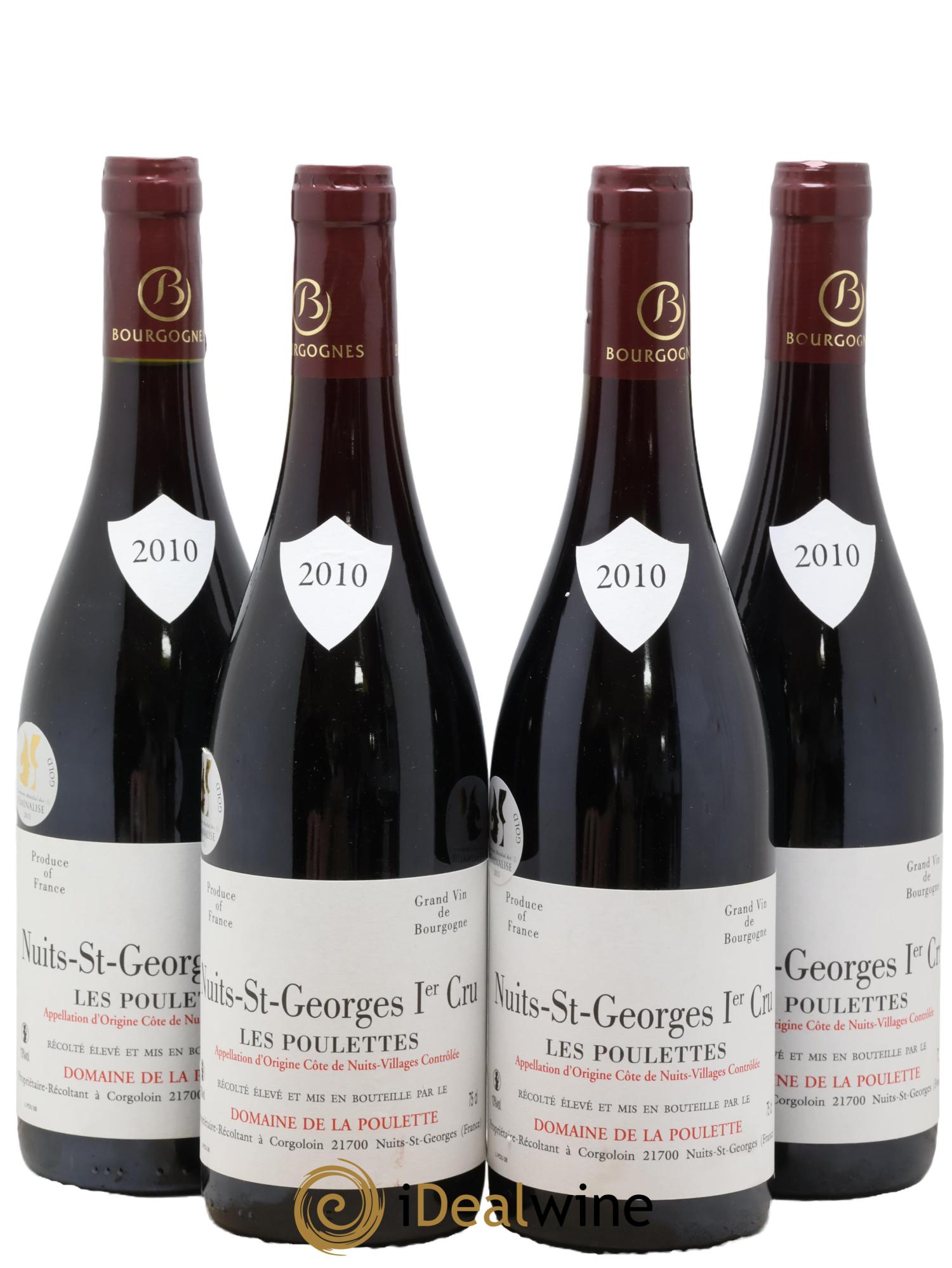 Nuits-Saint-Georges 1er Cru Les Poulettes Domaine de la Poulette 2010 - Lotto di 4 bottiglie - 0