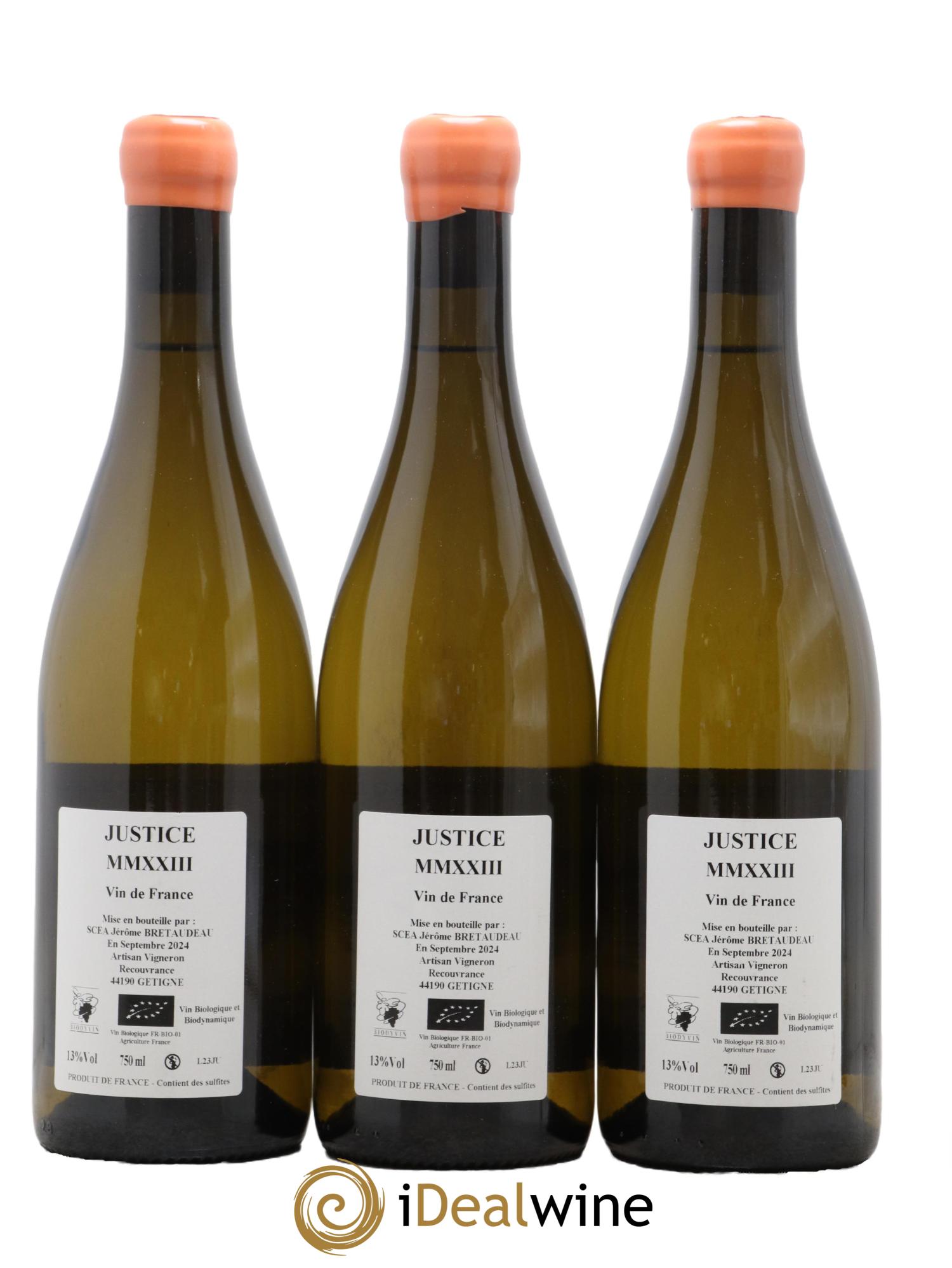 Vin de France La Justice Jérôme Bretaudeau - Domaine de Bellevue 2023 - Lot de 3 bouteilles - 1