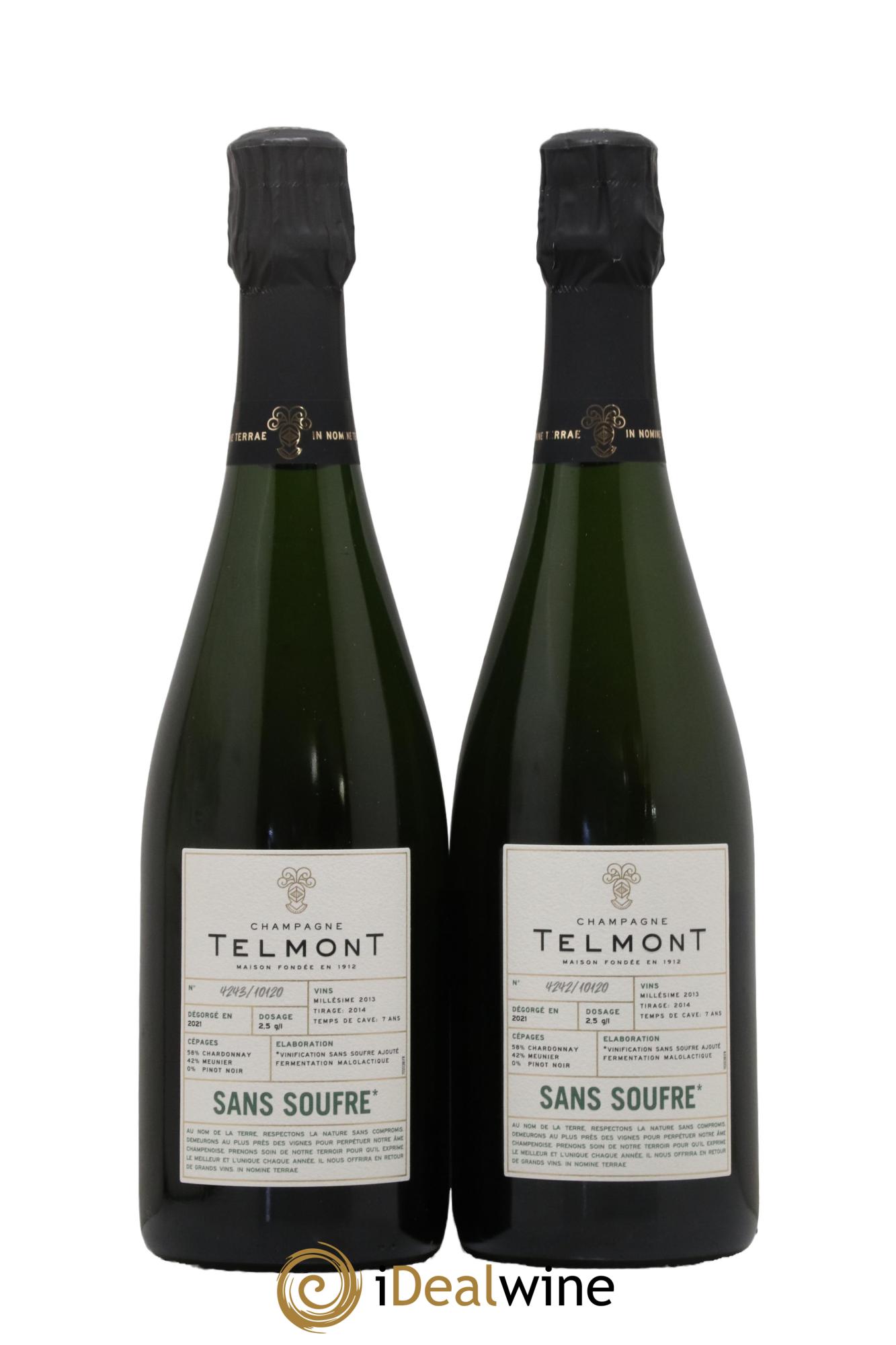 Champagne Sans Souffre Extra Brut Telmont 2013 - Lot de 2 bouteilles - 0