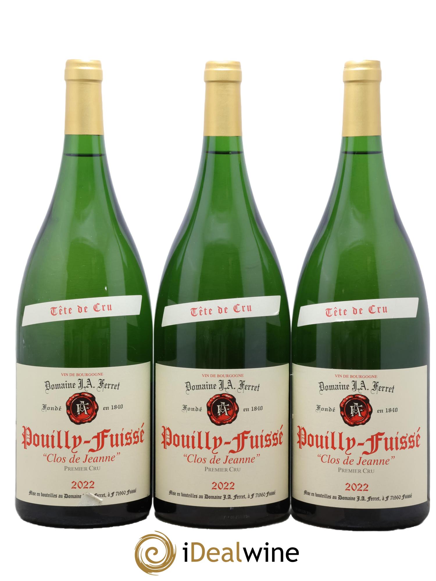 Pouilly-Fuissé Tête de Cru Clos de Jeanne J.A. Ferret (Domaine) 2022 - Lotto di 3 magnum - 0