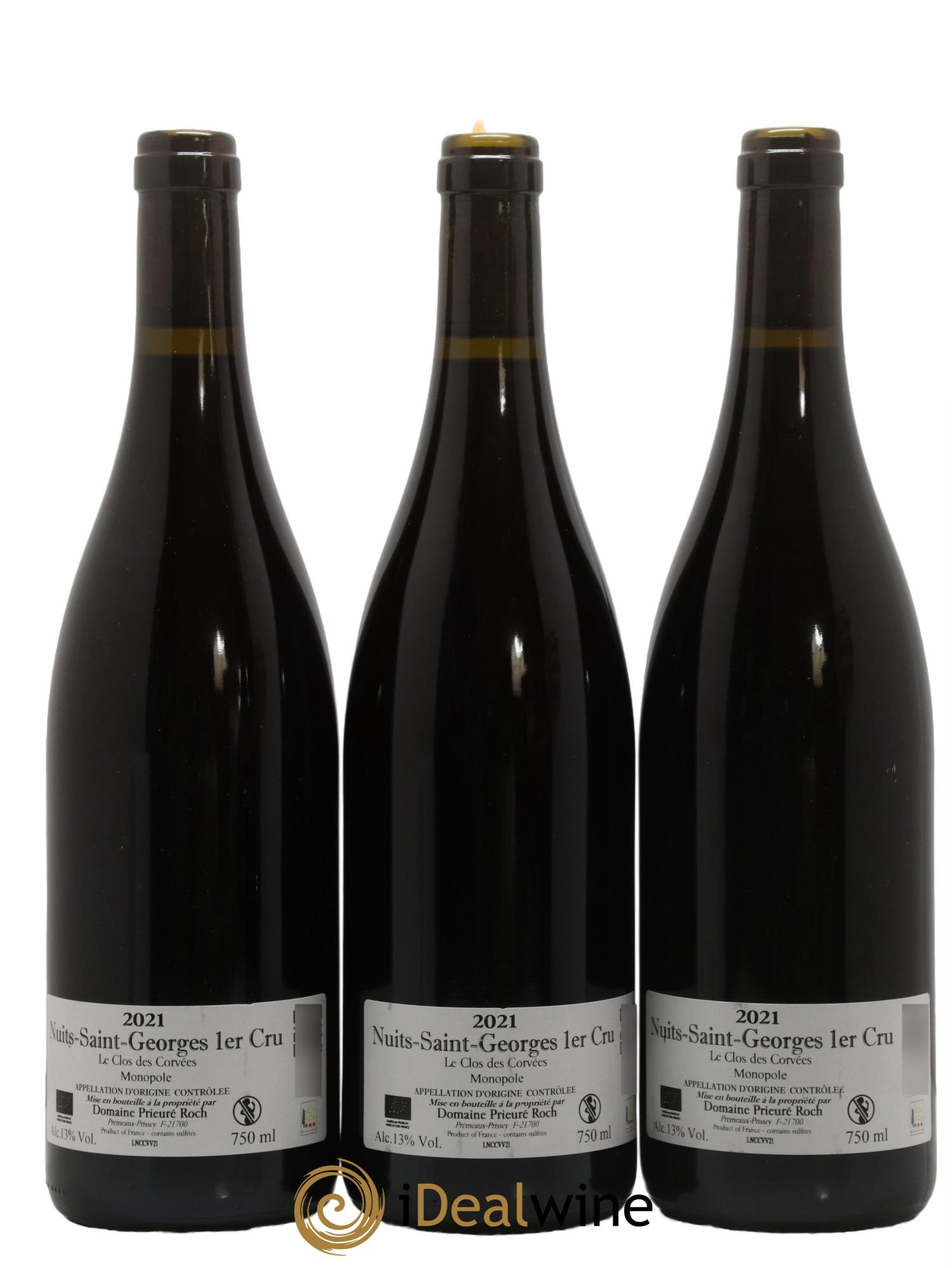 Nuits-Saint-Georges 1er Cru Le Clos des Corvées Vieilles Vignes Prieuré Roch 2021 - Lot de 3 bouteilles - 1