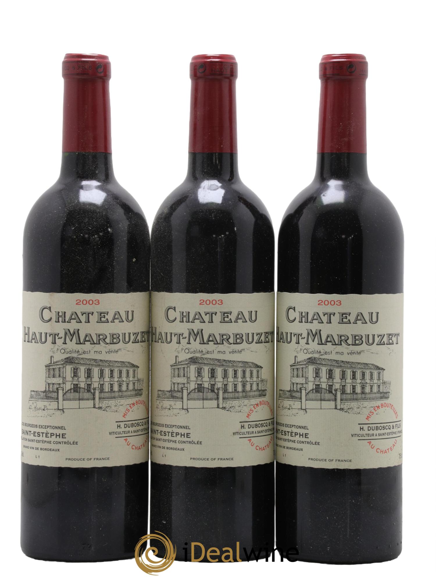 Château Haut Marbuzet 2003 - Lot de 3 bouteilles - 0