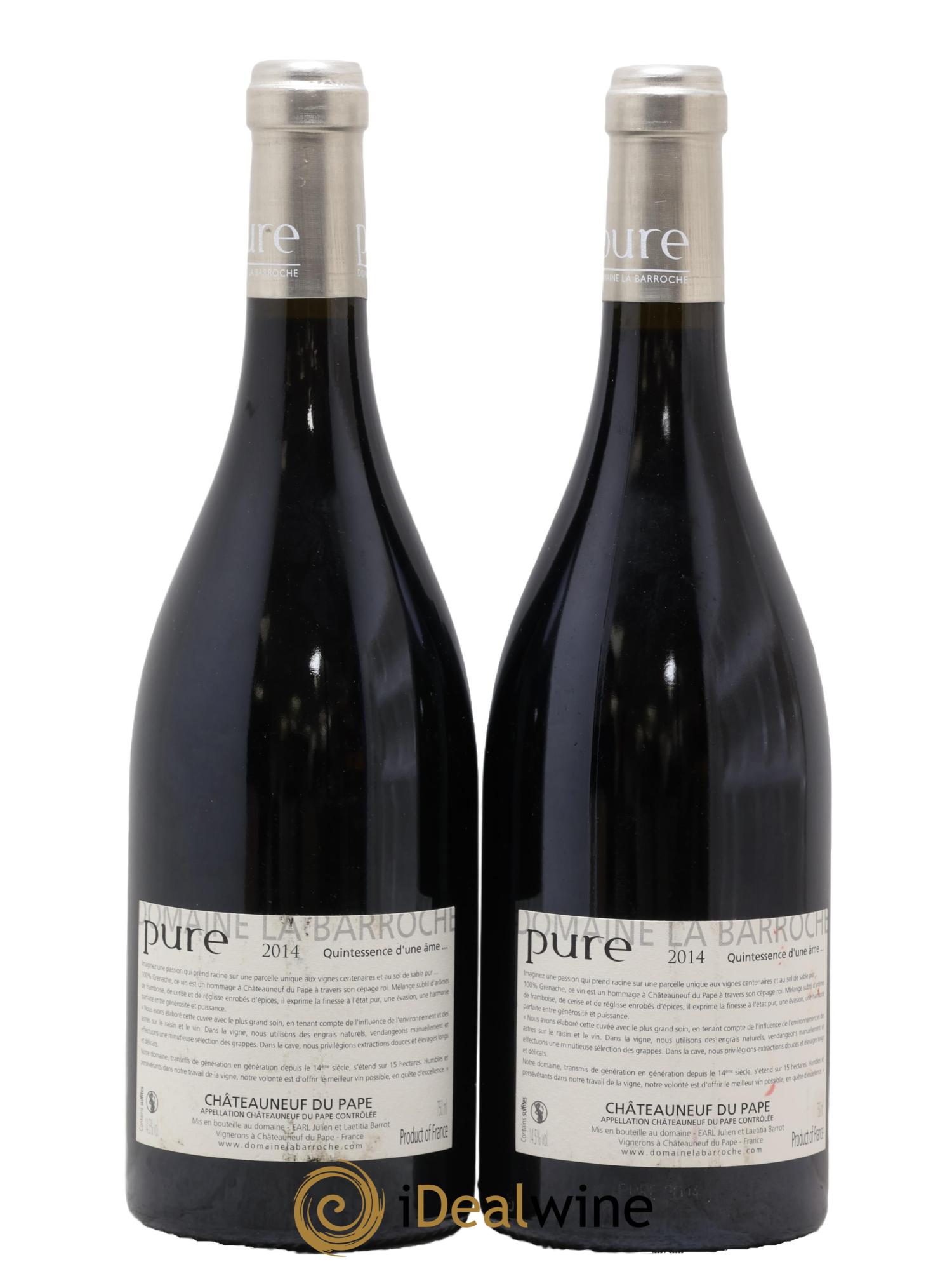 Châteauneuf-du-Pape Cuvée Pure Domaine La Barroche 2014 - Lotto di 2 bottiglie - 1
