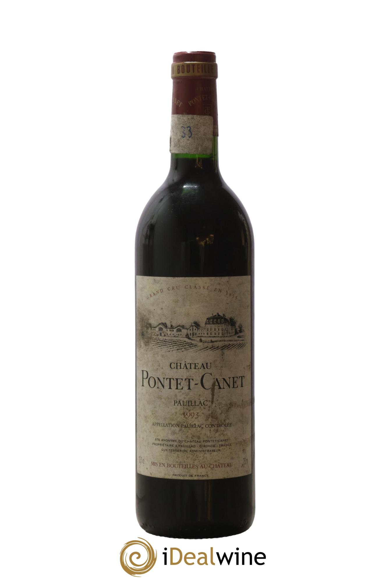Château Pontet Canet 5ème Grand Cru Classé 1993 - Lot de 1 bouteille - 0