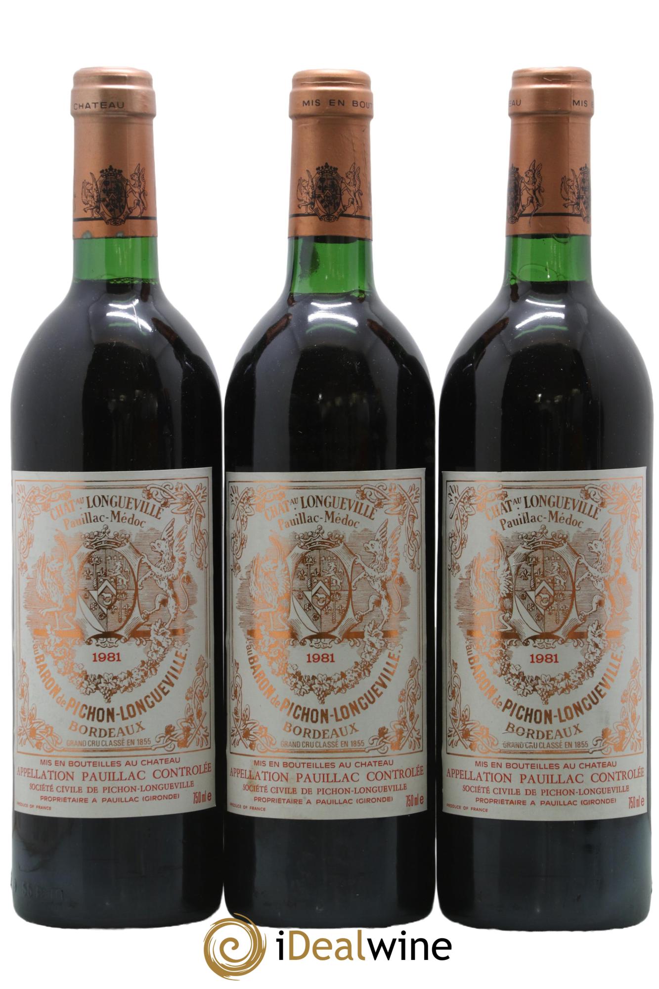 Pichon Longueville Baron 2ème Grand Cru Classé 1981 - Posten von 3 Flaschen - 0
