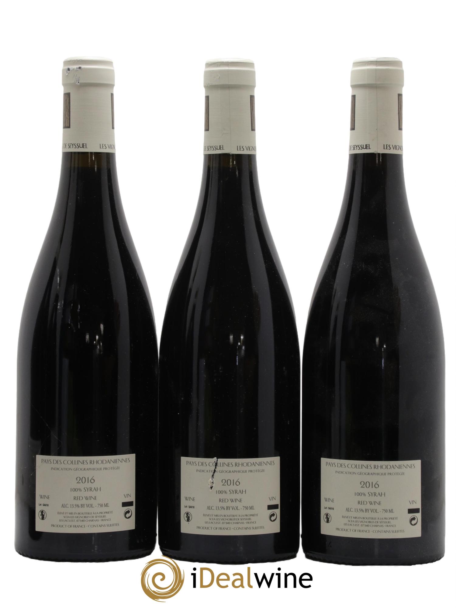 IGP Collines Rhodaniennes Saxeolum Les Vignobles de Seyssuel - Louis Cheze (Domaine) 2016 - Lotto di 3 bottiglie - 1