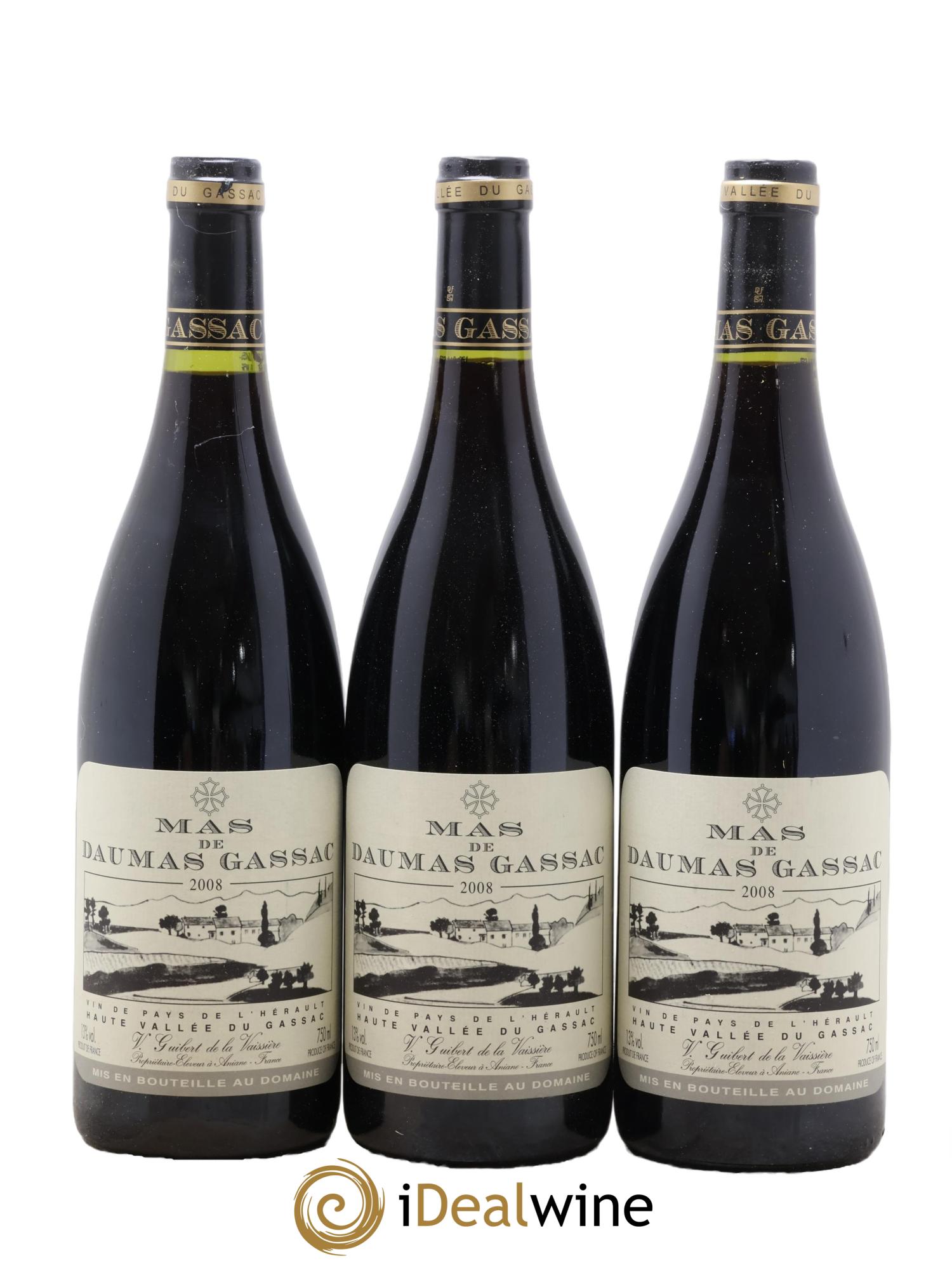 IGP St Guilhem-le-Désert - Cité d'Aniane Mas Daumas Gassac Famille Guibert de La Vaissière 2008 - Lot of 6 bottles - 2