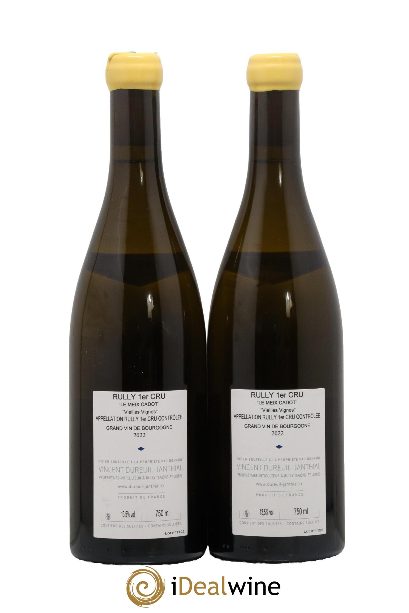 Rully 1er Cru Le Meix Cadot Vieilles Vignes Vincent Dureuil-Janthial 2022 - Lot of 2 bottles - 1