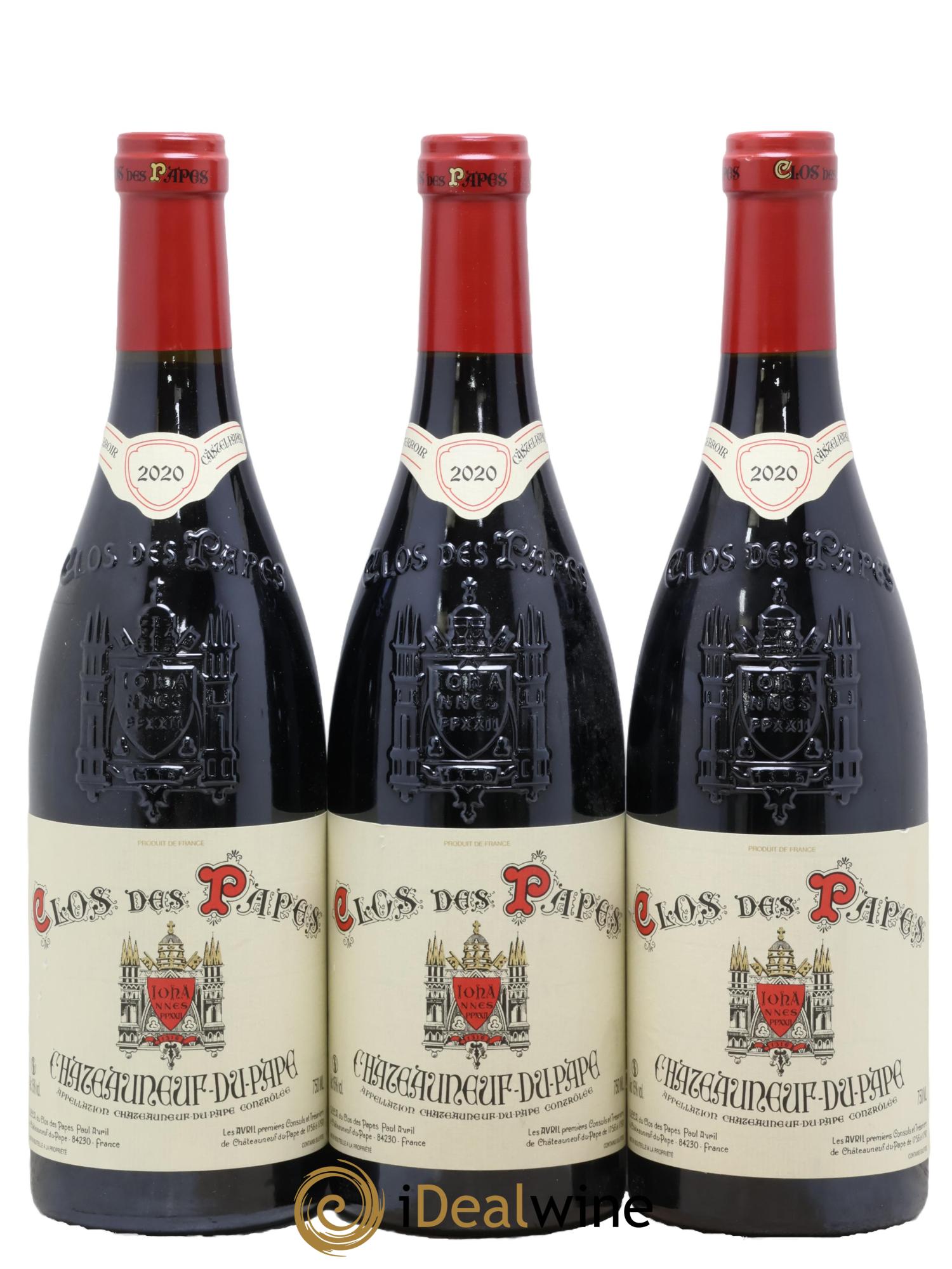 Châteauneuf-du-Pape Clos des Papes - Paul Avril 2020 - Lot de 3 bouteilles - 0
