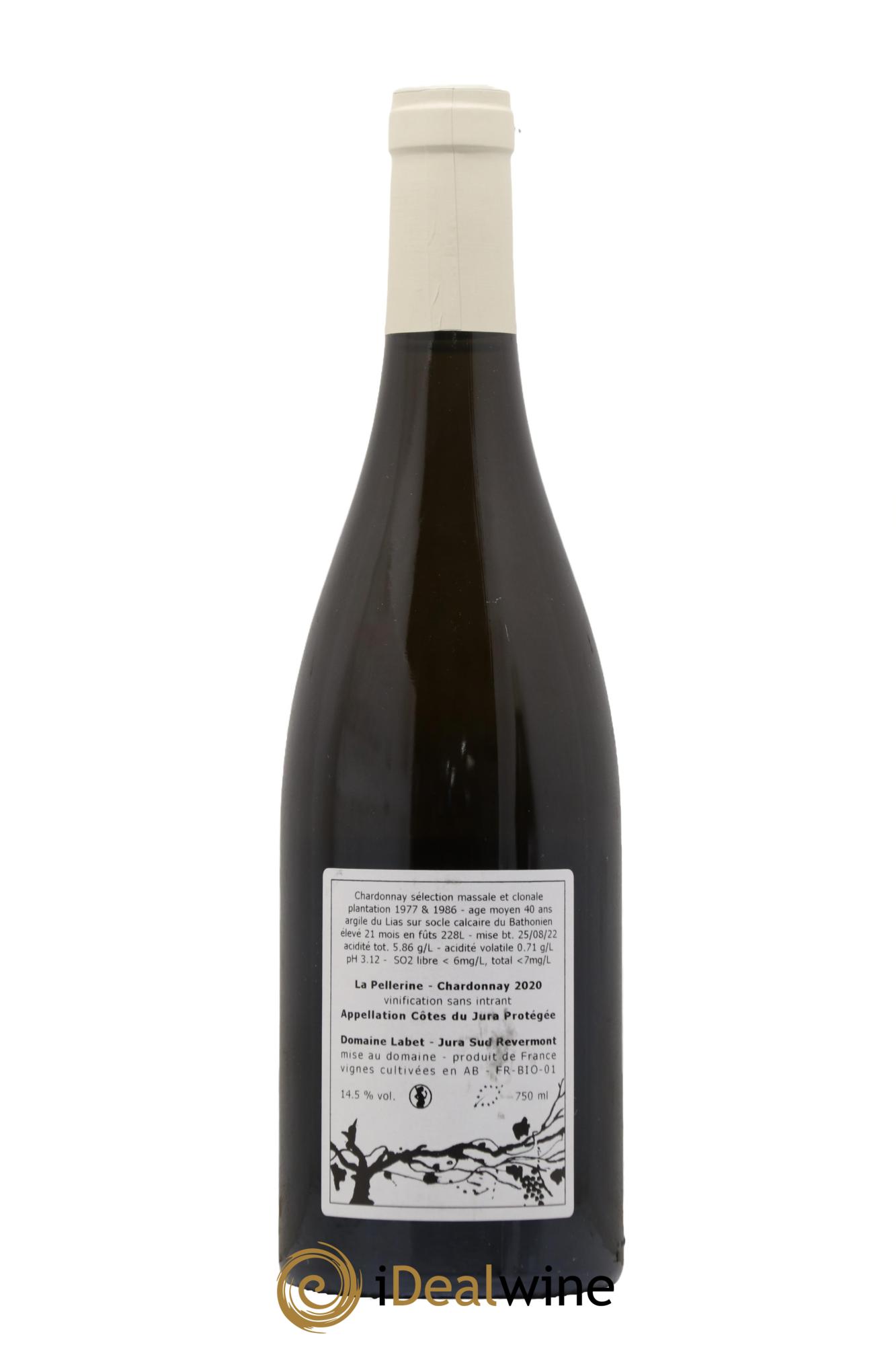 Côtes du Jura Chardonnay La Pellerine Romain - Julien - Charline Labet 2020 - Lot de 1 bouteille - 1