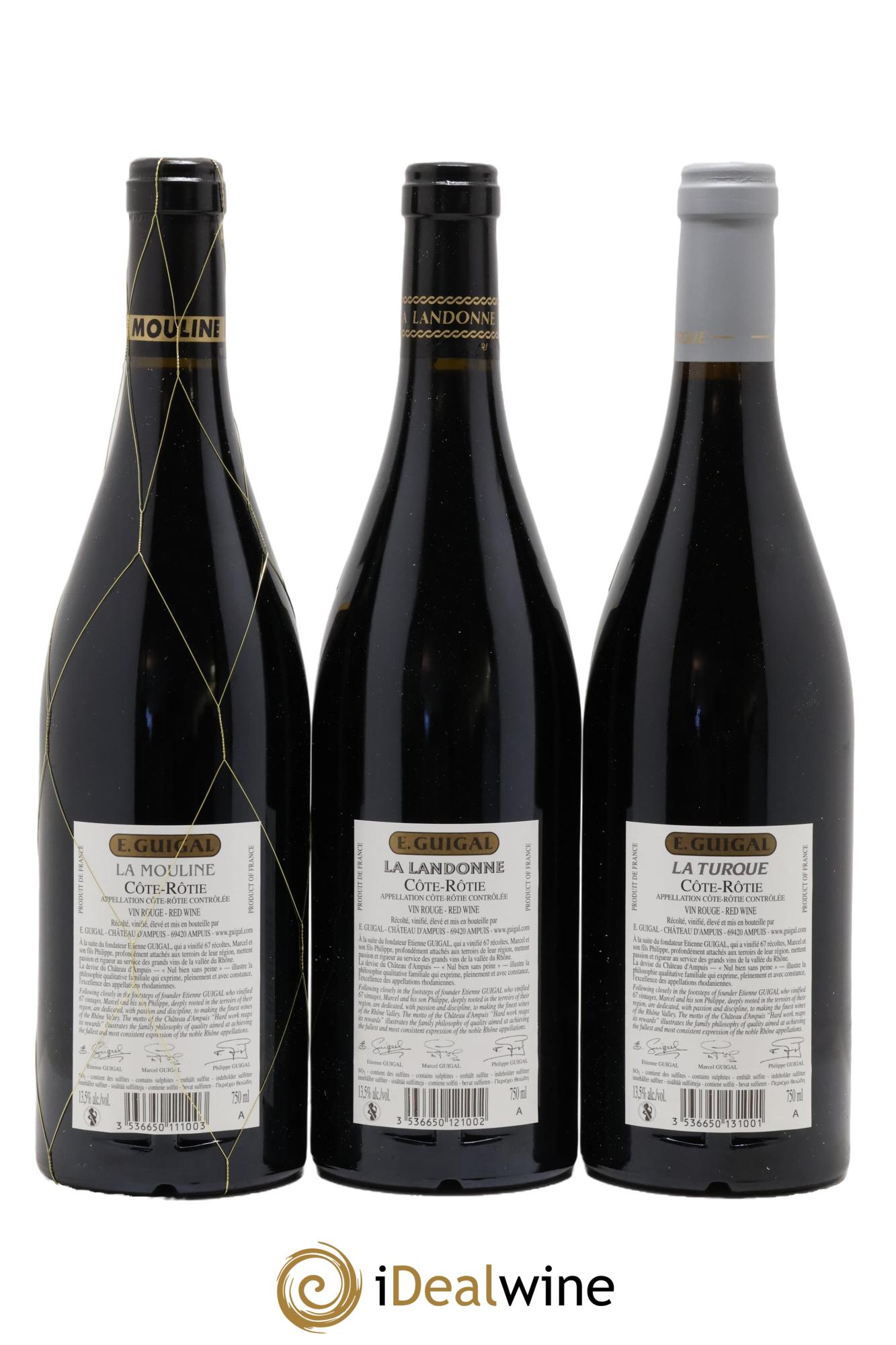 Côte-Rôtie Guigal Trilogie La Turque - La Landonne - La Mouline 2013 - Lot of 3 bottles - 1