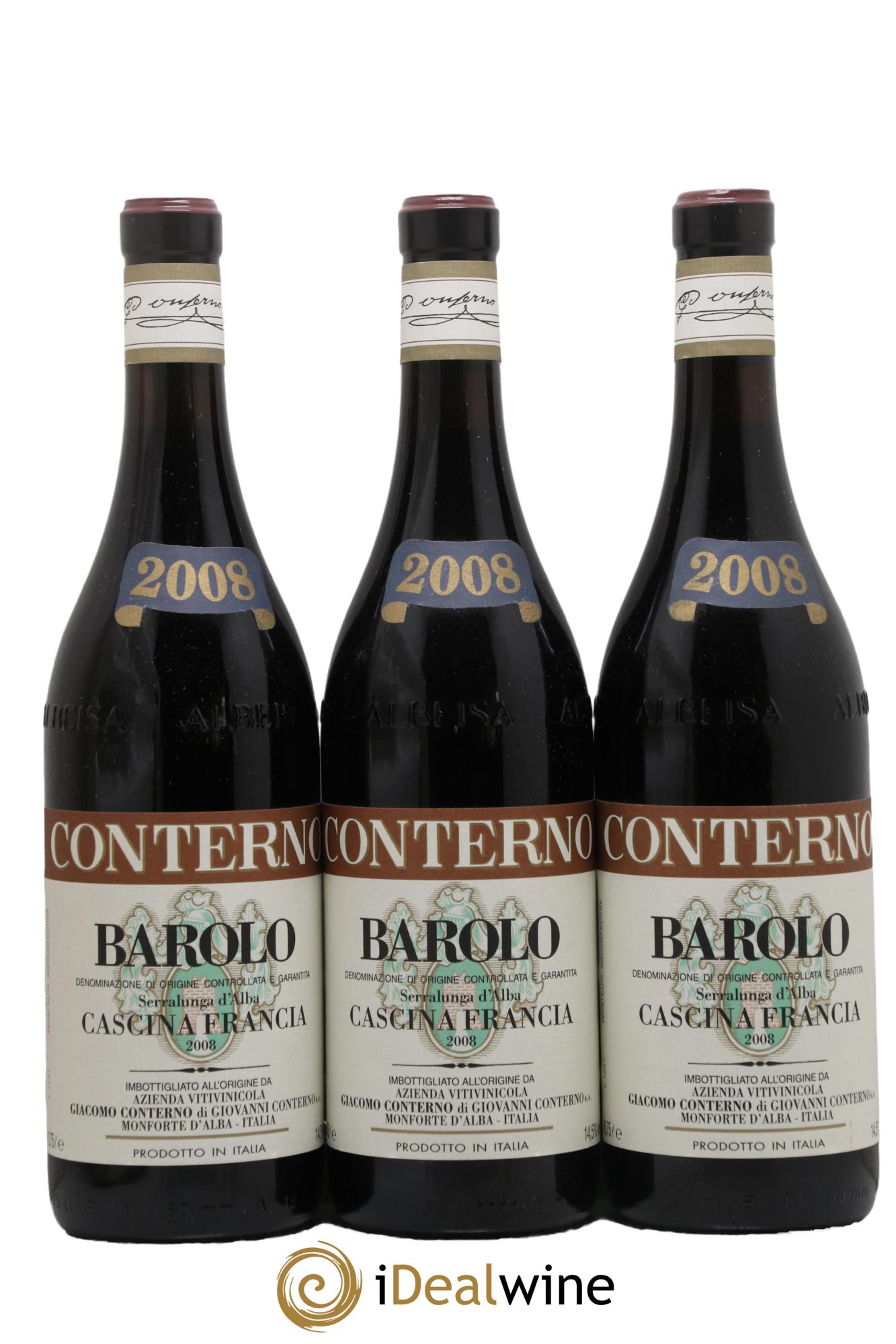 Barolo DOCG Cascina Francia Giacomo Conterno 2008 - Lot de 3 bouteilles - 0