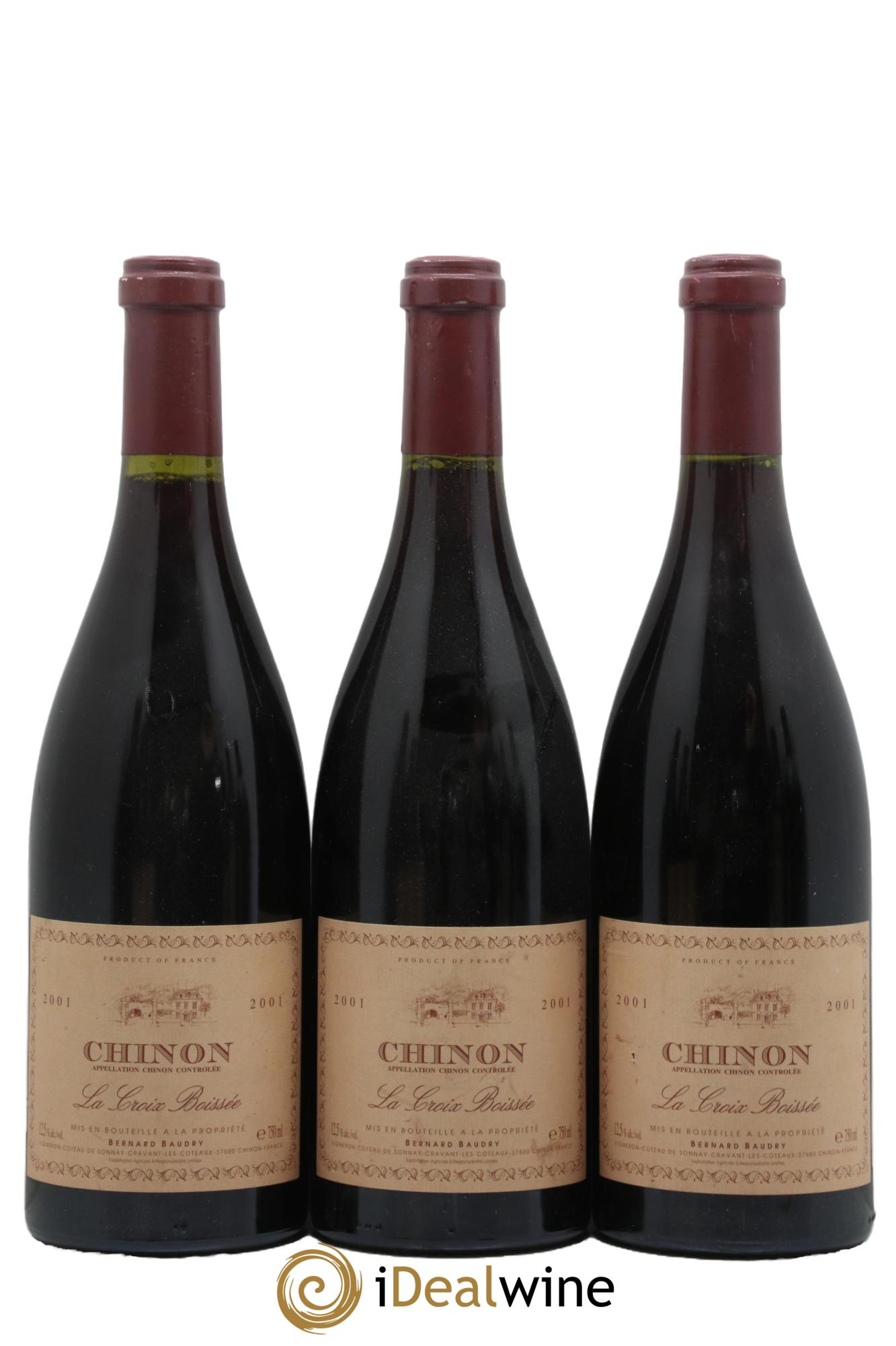 Chinon La Croix Boissée Bernard Baudry 2001 - Lot of 3 bottles - 0