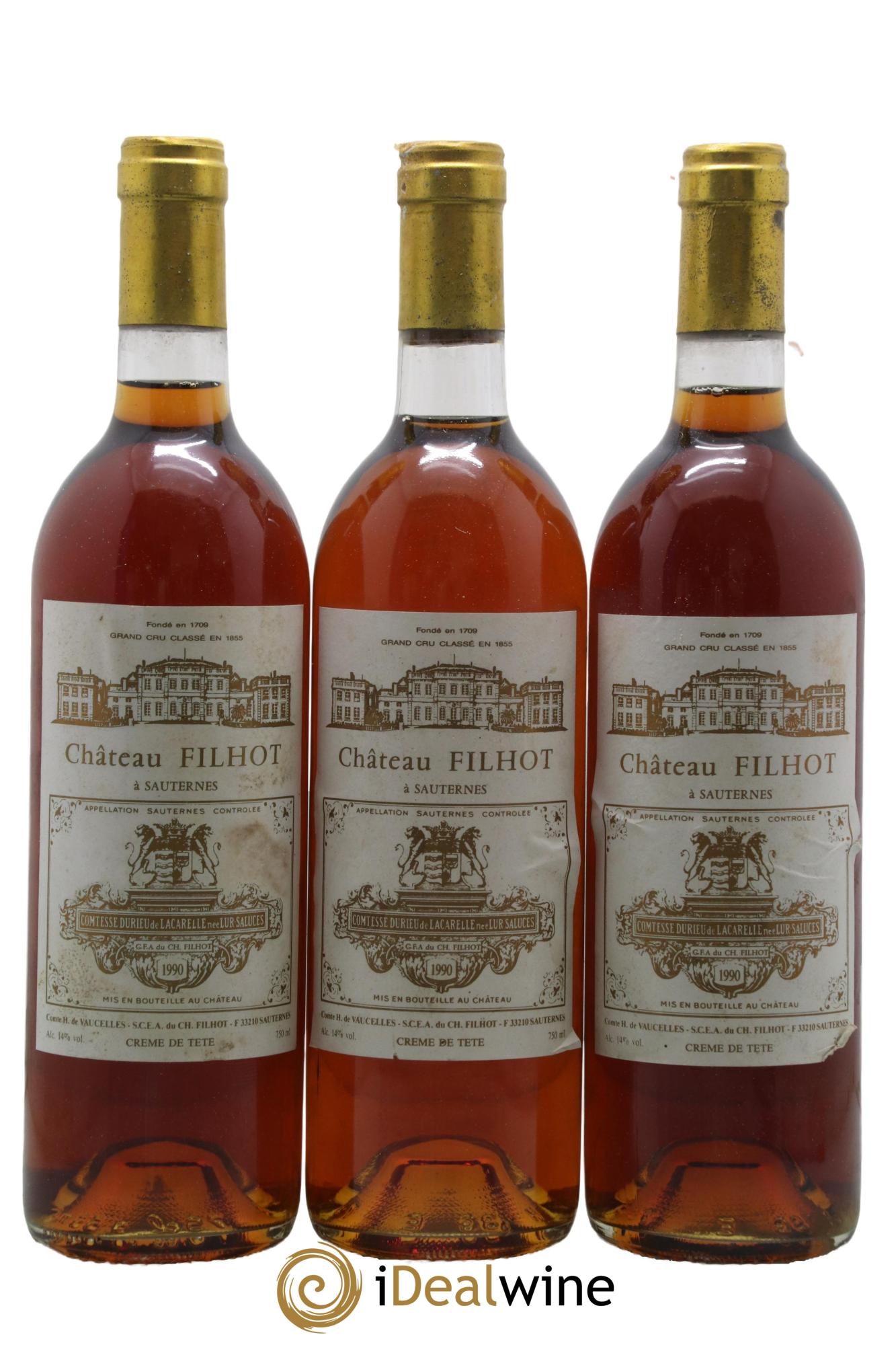 Château Filhot - Crème de Tête 2ème Grand Cru Classé 1990 - Lotto di 12 bottiglie - 1